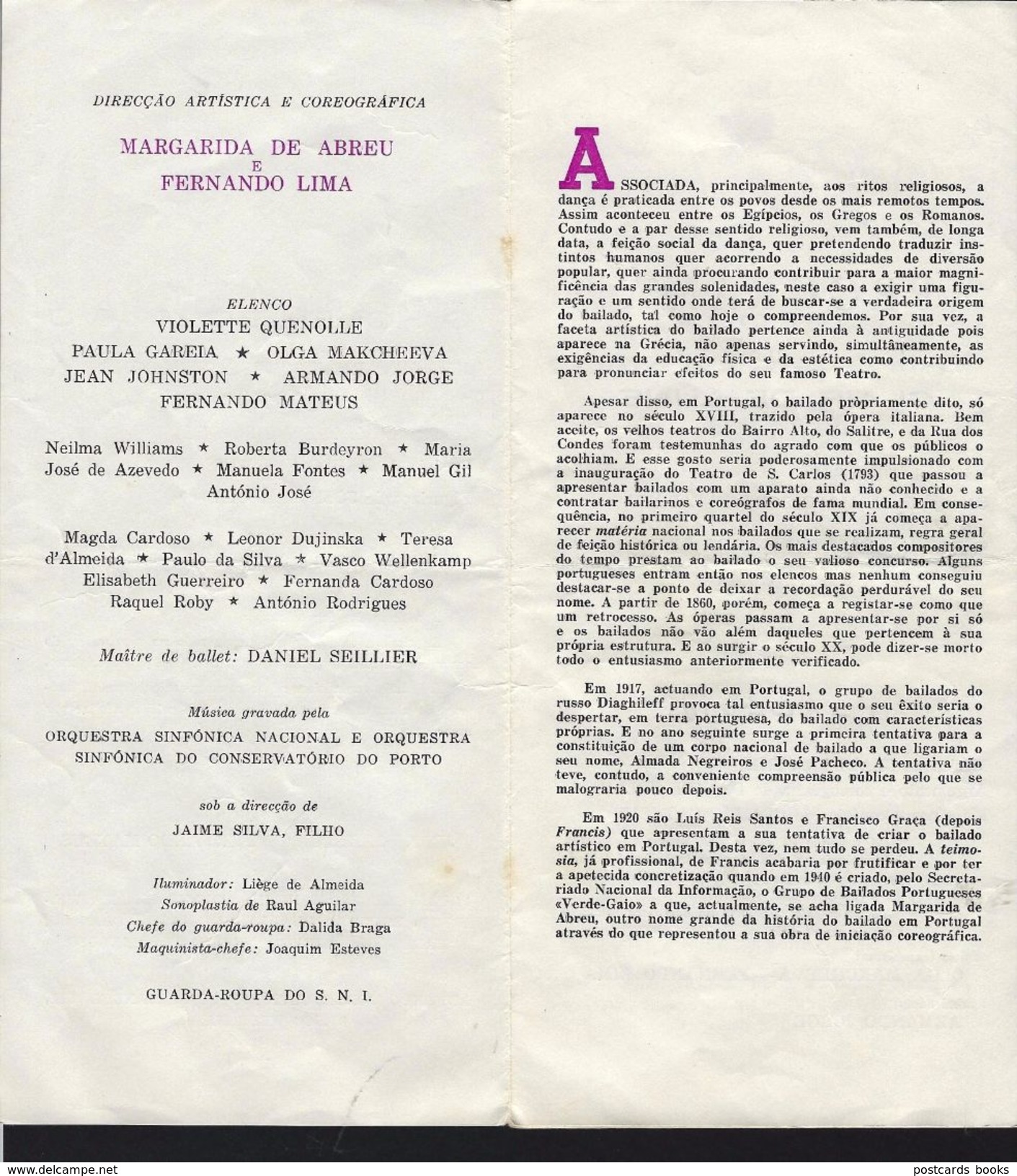 Programa TEATRO Da TRINDADE (FNAT) Bailado 1963 LISBOA / PORTUGAL 1968 - Programmes