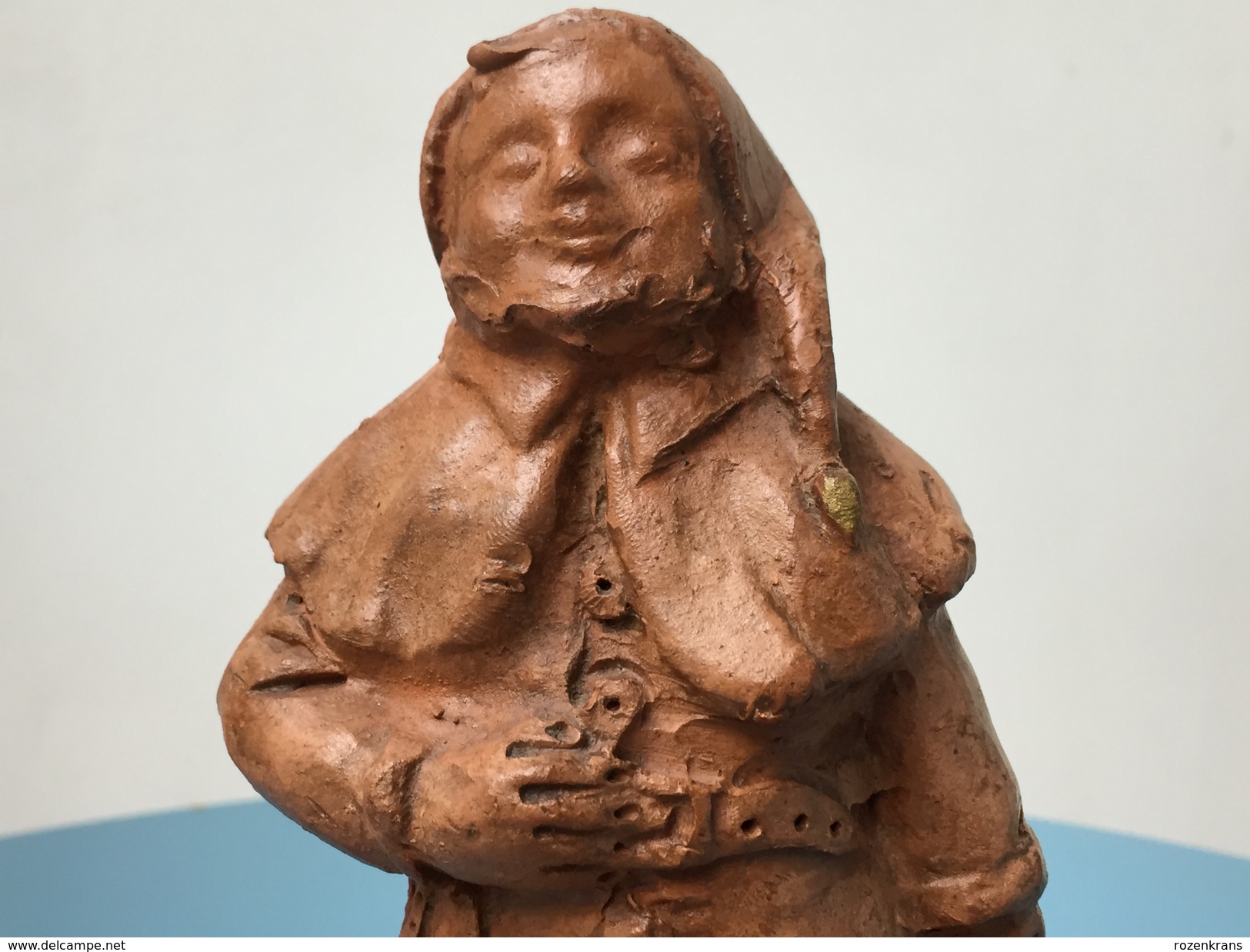 Oud Beeldje PATJOEPELKE 1939 Sculptuur In Terracotta Yvonne Waegemans Lokeren Kabouter Sprookje Dwarf Gnome Nain - Otros & Sin Clasificación