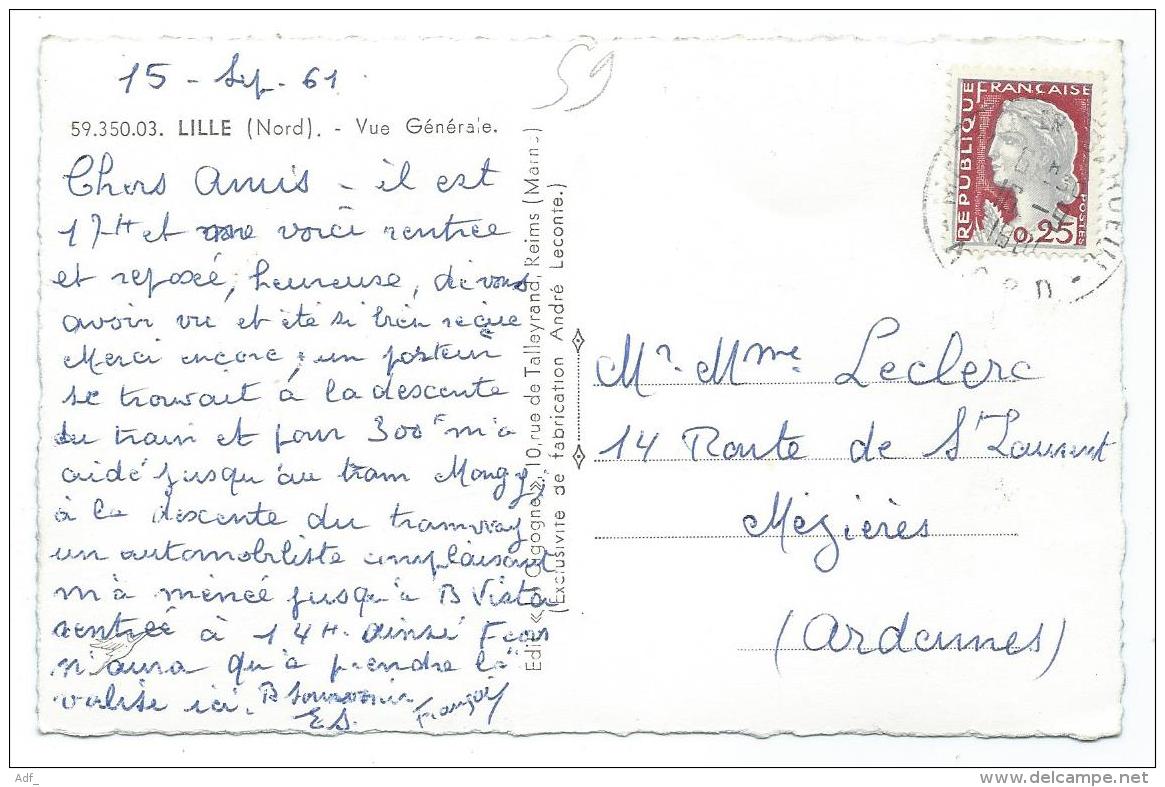 CPSM LILLE, VUE GENERALE AERIENNE, Format 9 Cm Sur 14 Cm Environ, PUB MURALE " BONAL ", NORD 59 - Lille