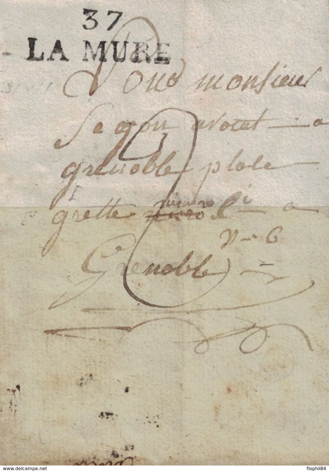 ISERE - 37 LA MURE - SUPERBE FRAPPE - LETTRE AVEC TEXTE ET SIGNATURE LE 10 JUILLET 1827 - (P1) - 1801-1848: Précurseurs XIX