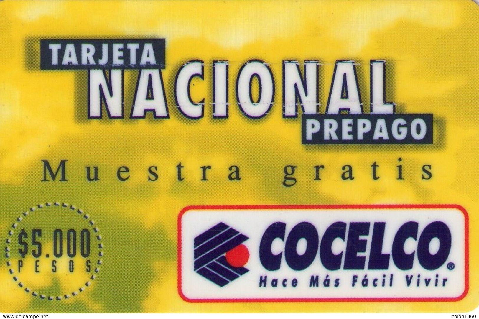 COLOMBIA. CO-COC-027. Tarjeta Nacional (yellow). 5000 $. (231) - Colombie