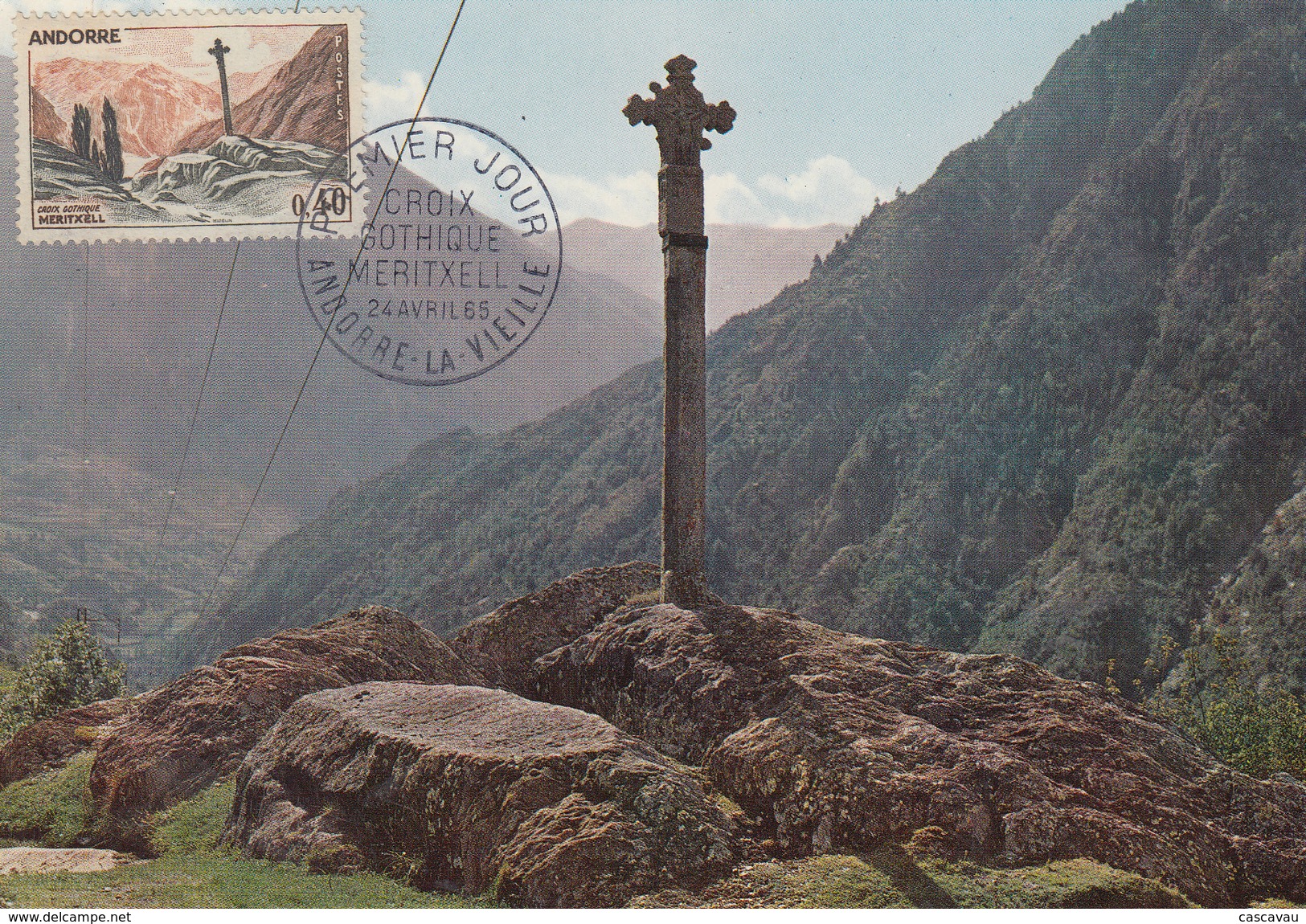 Carte  Maximum  1er  Jour  ANDORRE   Croix  Gothique  De  MERITXELL   1965 - Cartas Máxima