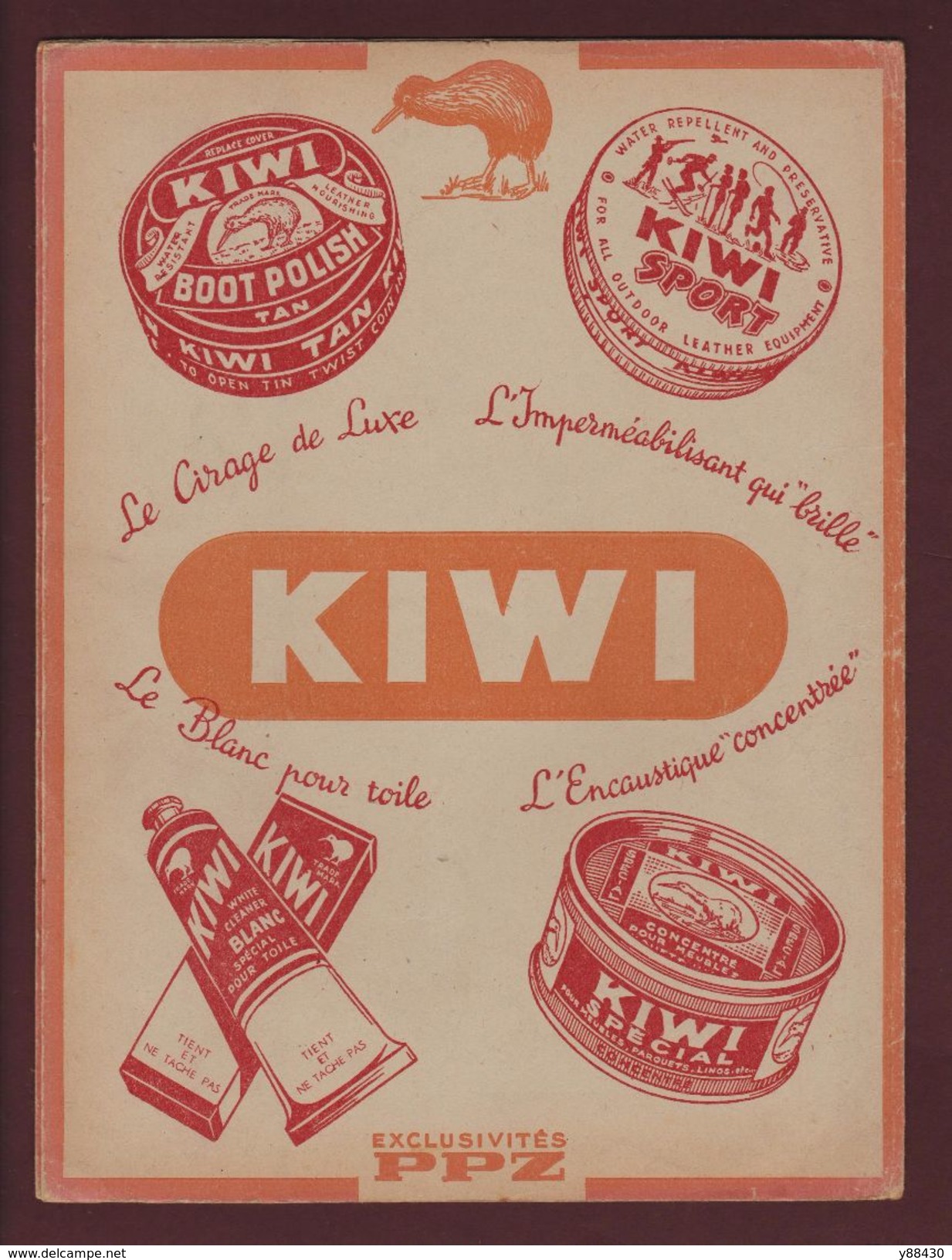 Protège-Cahier - KIWI . Le Cirage & L'Encaustique - Avec Cachet Du Commerçant à EPINAL. 88 - Voir Les 4 Scannes - Protège-cahiers