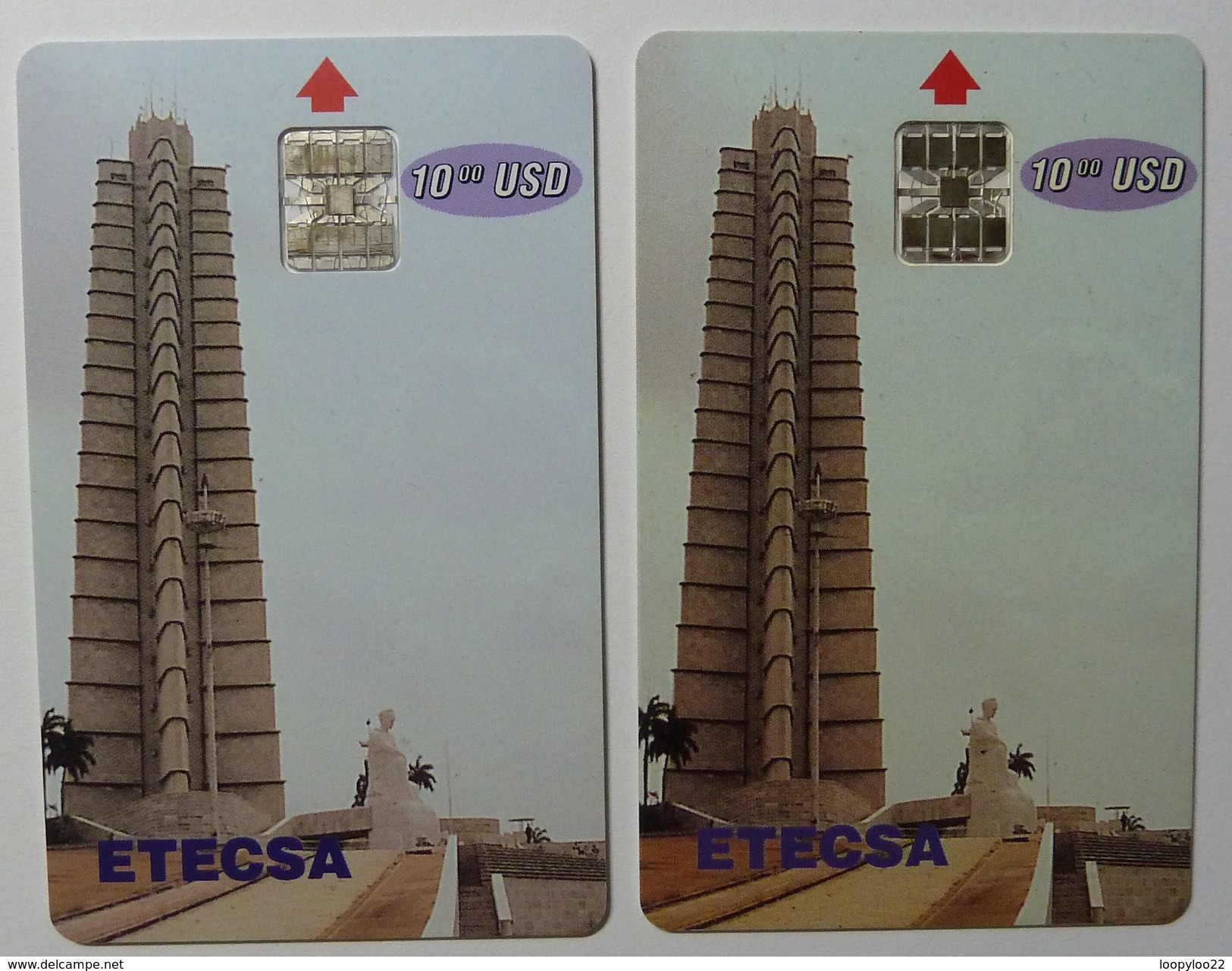 CUBA - 2 Chip Cards - ETECSA - Normal And Inverted Reverse - 10USD - Very Fine Used - Cuba