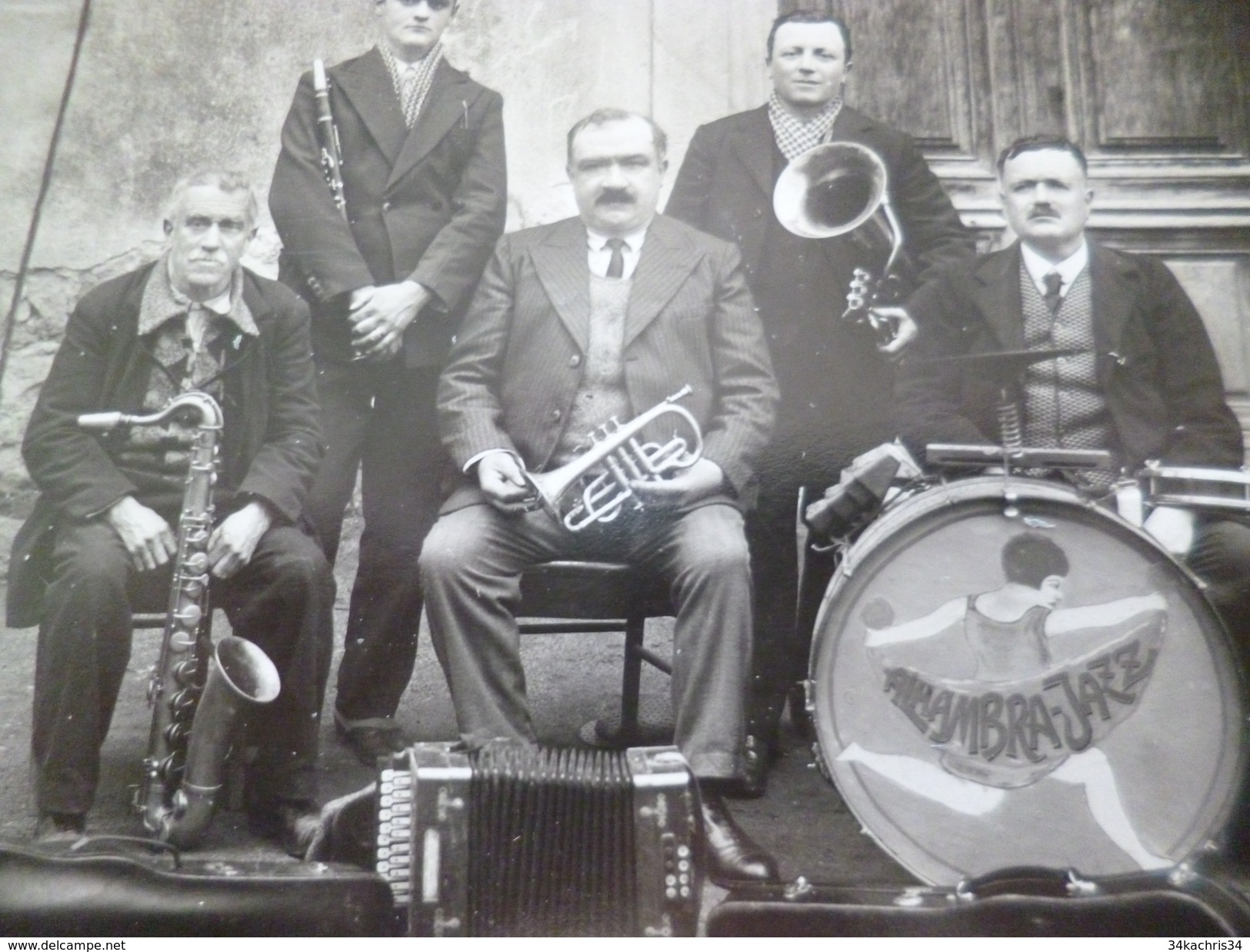 Carte Photo 07 Ardèche  Aubenas Groupe Musical Alambra Jazz Fanfare  TBE - Aubenas