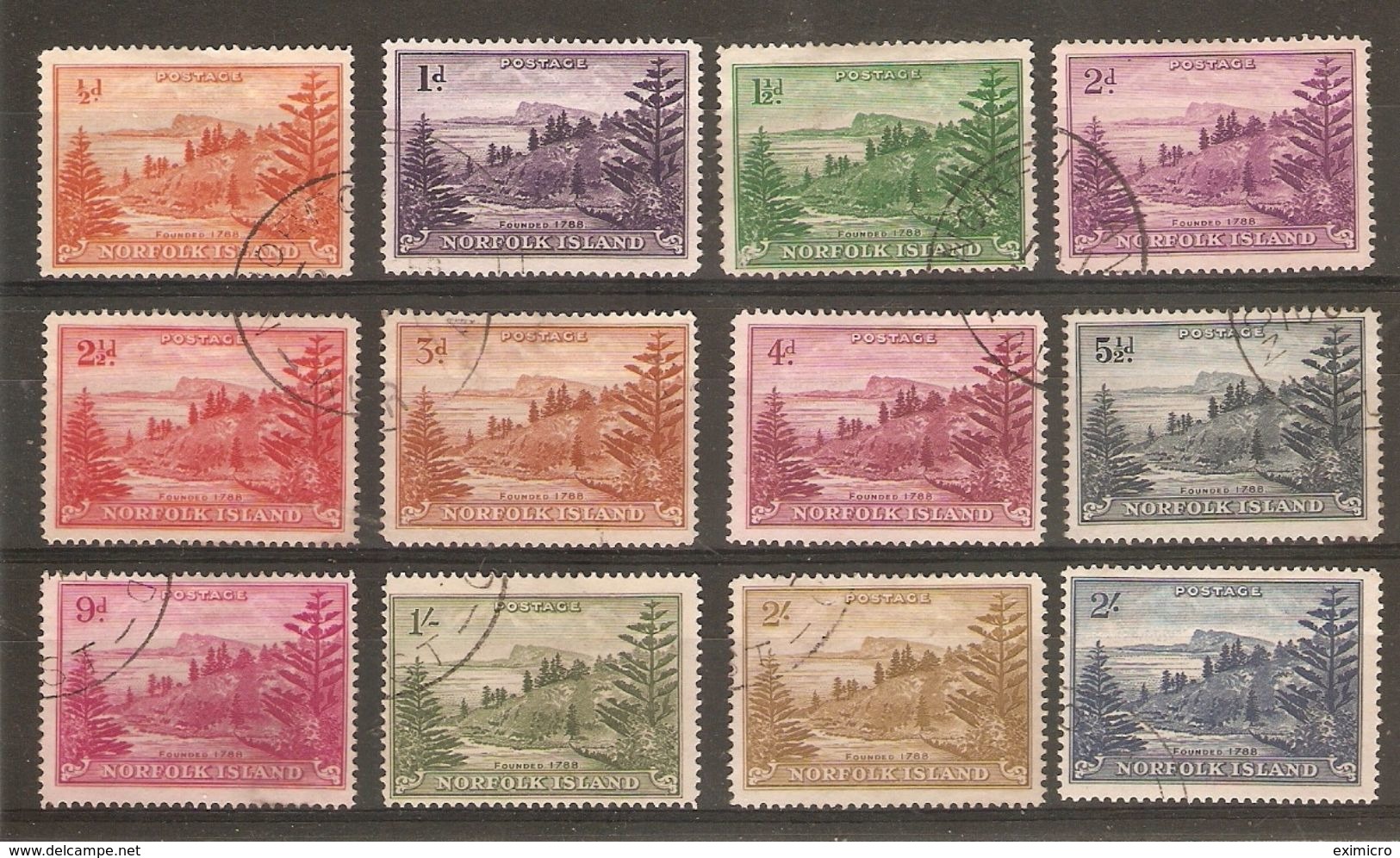 NORFOLK ISLAND 1947 - 1949 SET SG 1/12a (ex SG 6a,9) FINE USED - UNCHECKED FOR WHITE PAPER ISSUES!!! - Norfolk Island