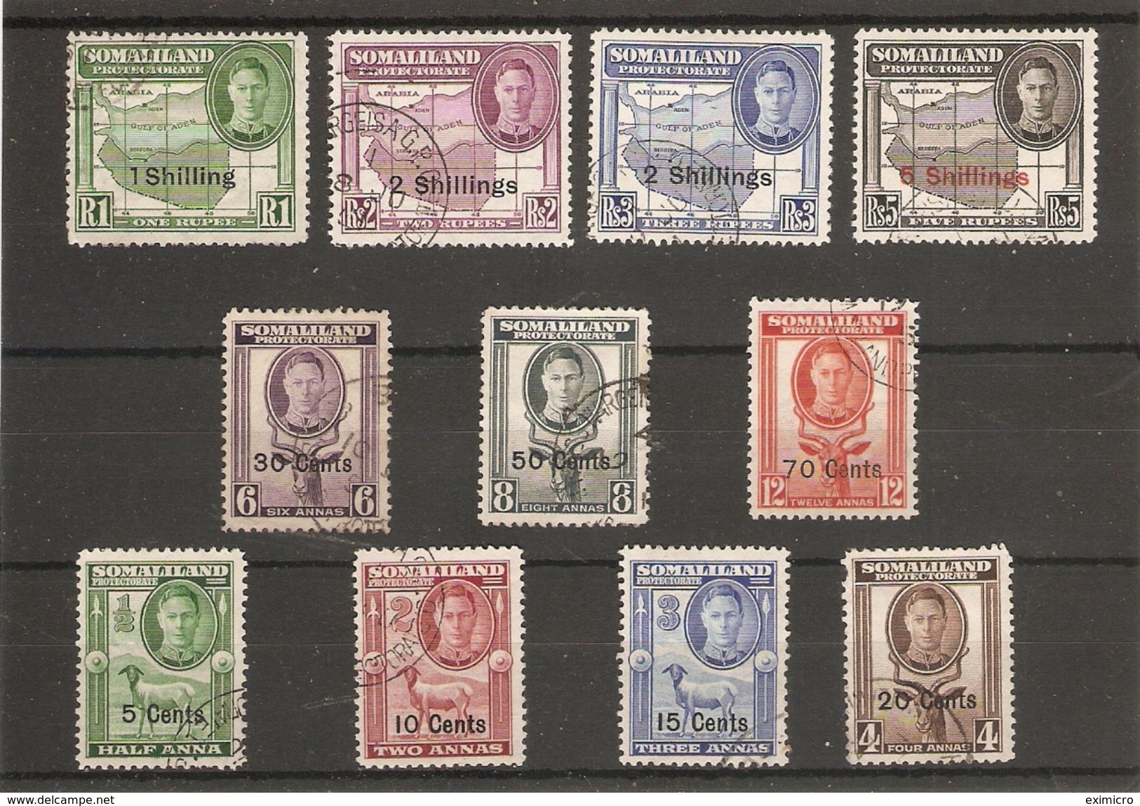 SOMALILAND 1951 SURCHARGE SET SG 125/135 FINE USED Cat £85 - Somaliland (Protectoraat ...-1959)