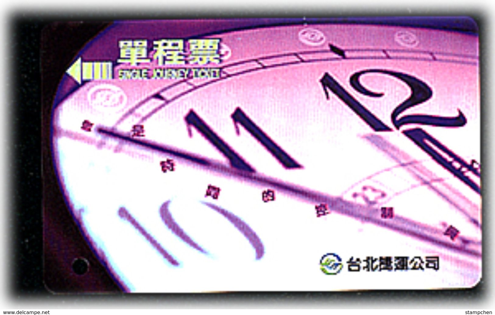 Taiwan Early Taipei Rapid Transit Train Ticket MRT Clock - World