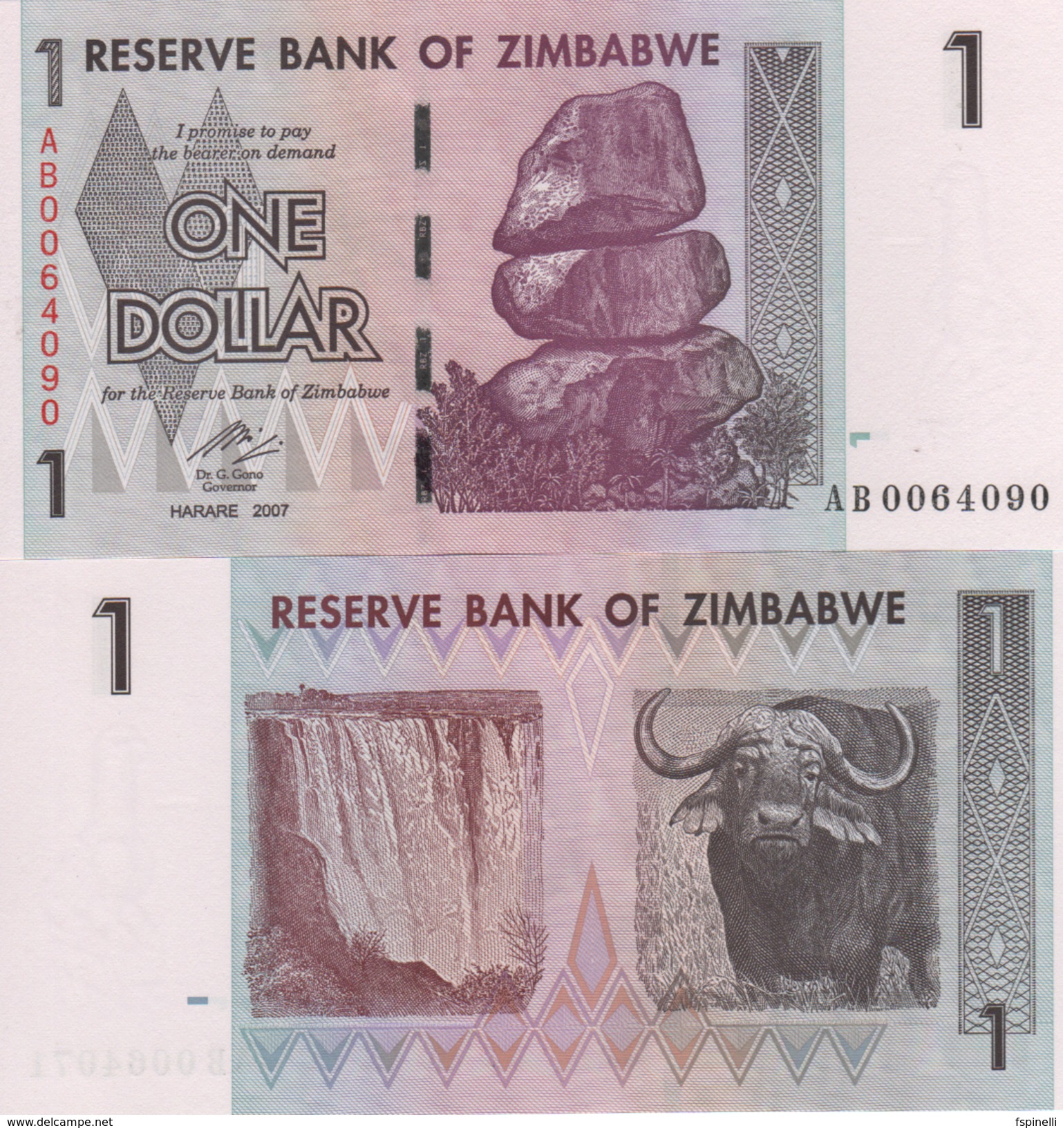 ZIMBABWE   1 Dollar P65    Dated   Harare  2007   UNC. - Zimbabwe