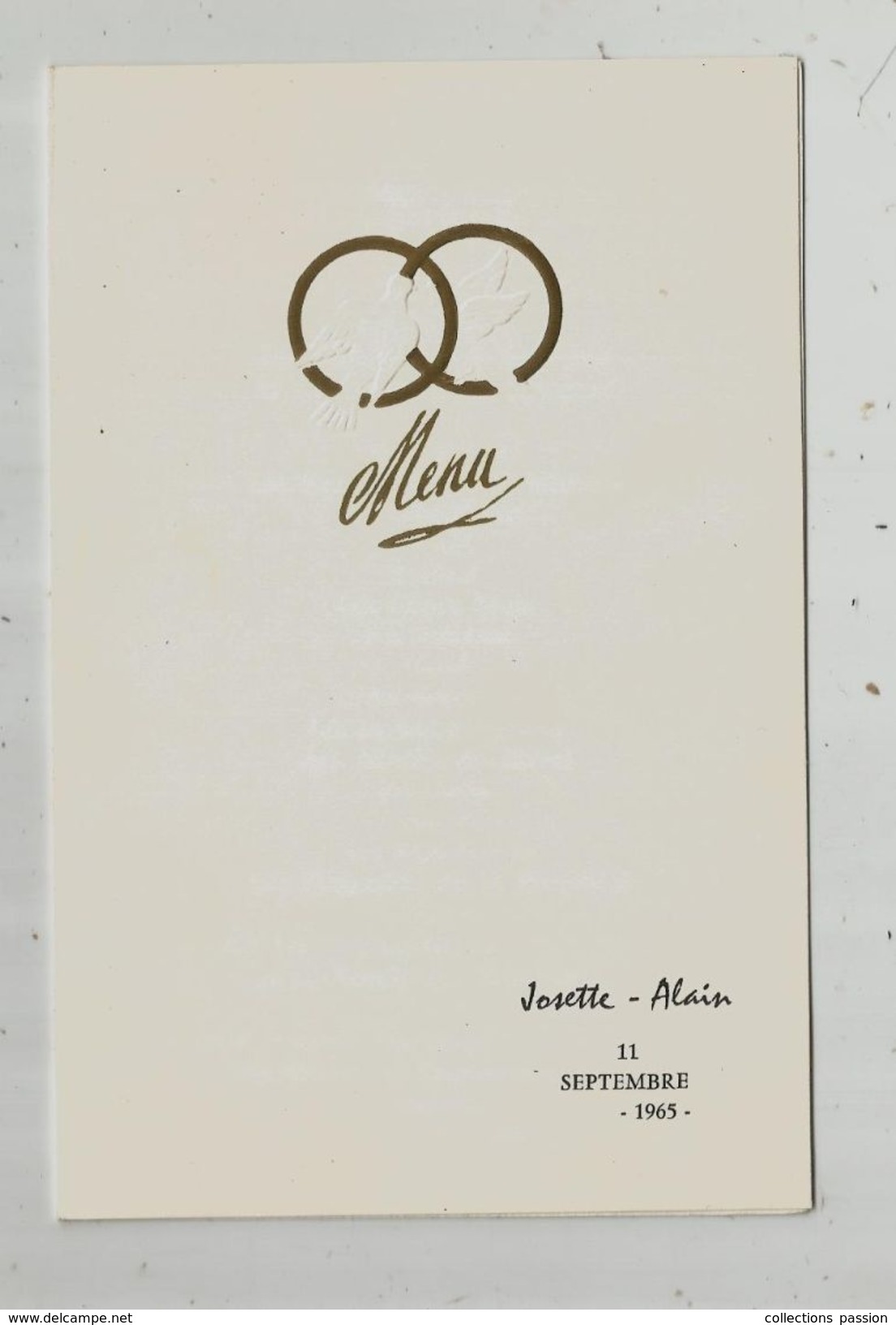 Menu , 4 Pages ,2 Scans , 11 Septembre 1965, Traiteur : M. BONNICHON , Taverne Du LION D'OR - Menu