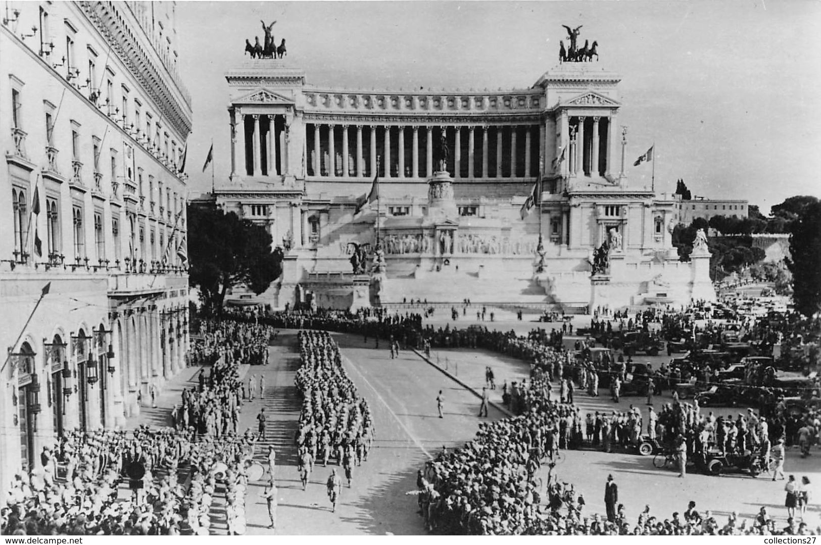 CARTE MILITAIRE- DE TUNIS A SIENNE- 15 JUIN 1944, LES TROUPES FRANCAISE DEFILENT A ROME DEVANT LE FORUM MUSSOLINI - Guerre 1939-45