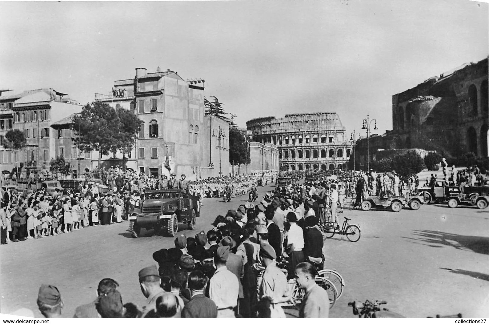 CARTE MILITAIRE- DE TUNIS A SIENNE- 15 JUIN 1944, LES TROUPES FRANCAISE DEFILENT A ROME , AU FOND LE COLISEUM - War 1939-45