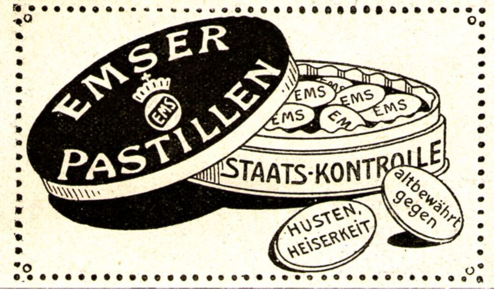 Original-Werbung / Anzeige 1907 - EMSER PASTILLEN / BAD EMS - Ca. 65 X 40 Mm - Werbung