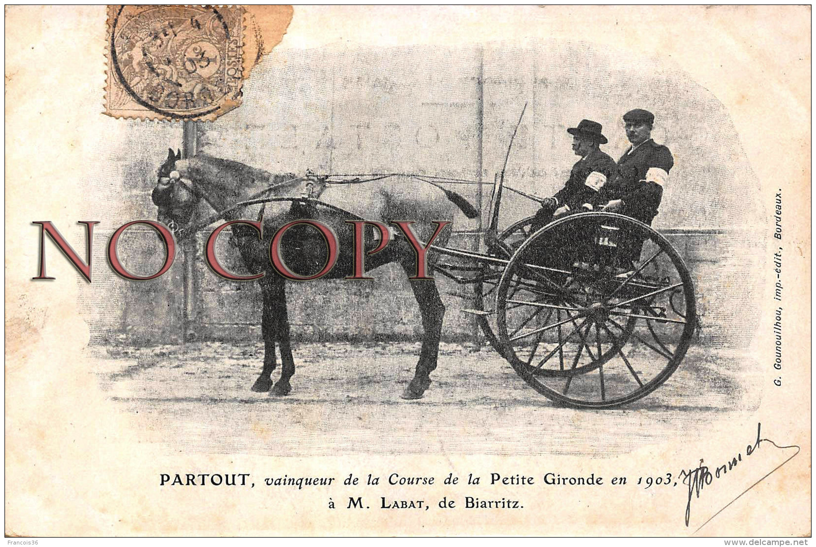 Course De La Petite Gironde En 1903 - équitation Hippisme Sport - Ed. Bordeaux - Reitsport