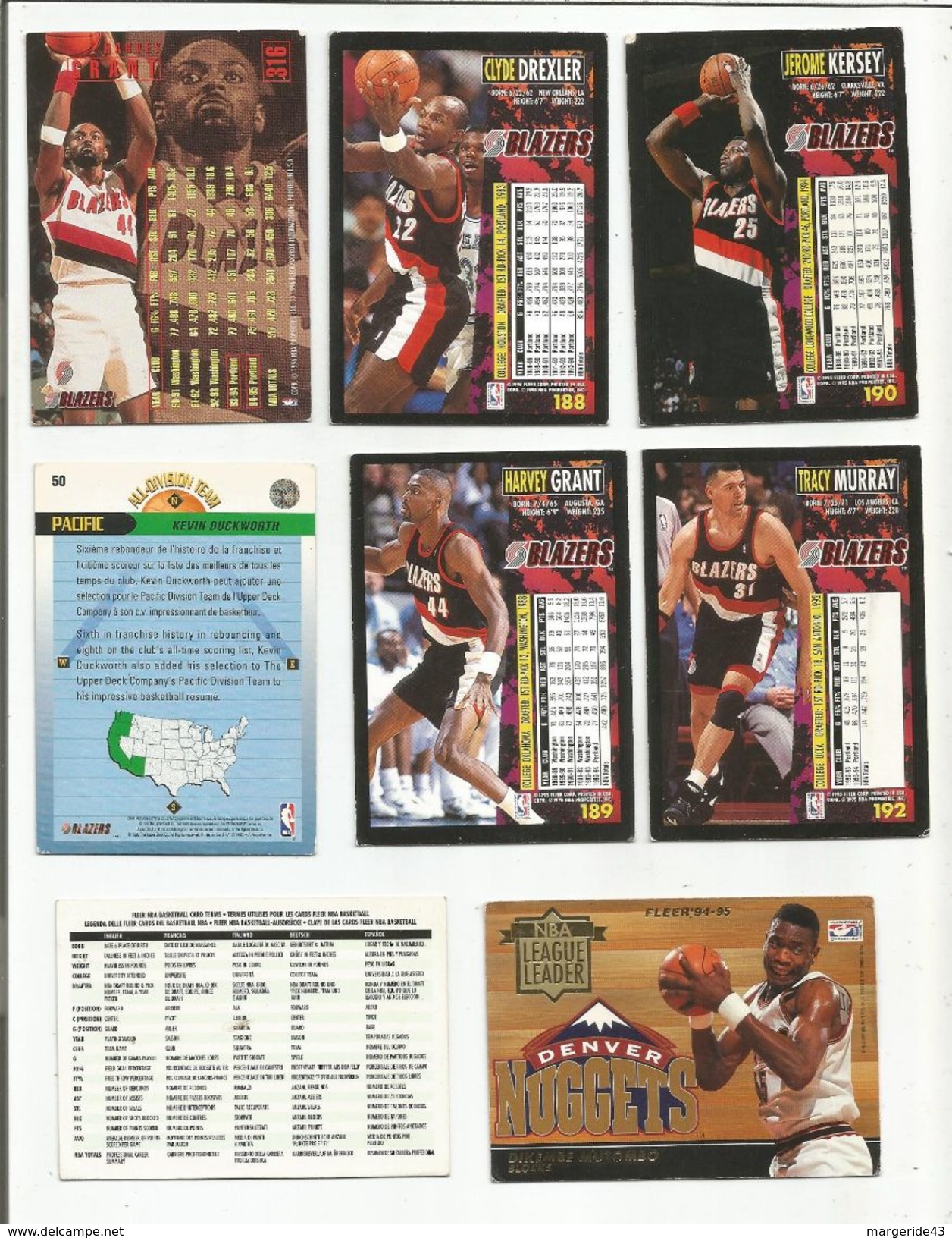 BASKETBALL NBA LOT DE CARTES PORTLAND TRAIL BLAZERS - Lots