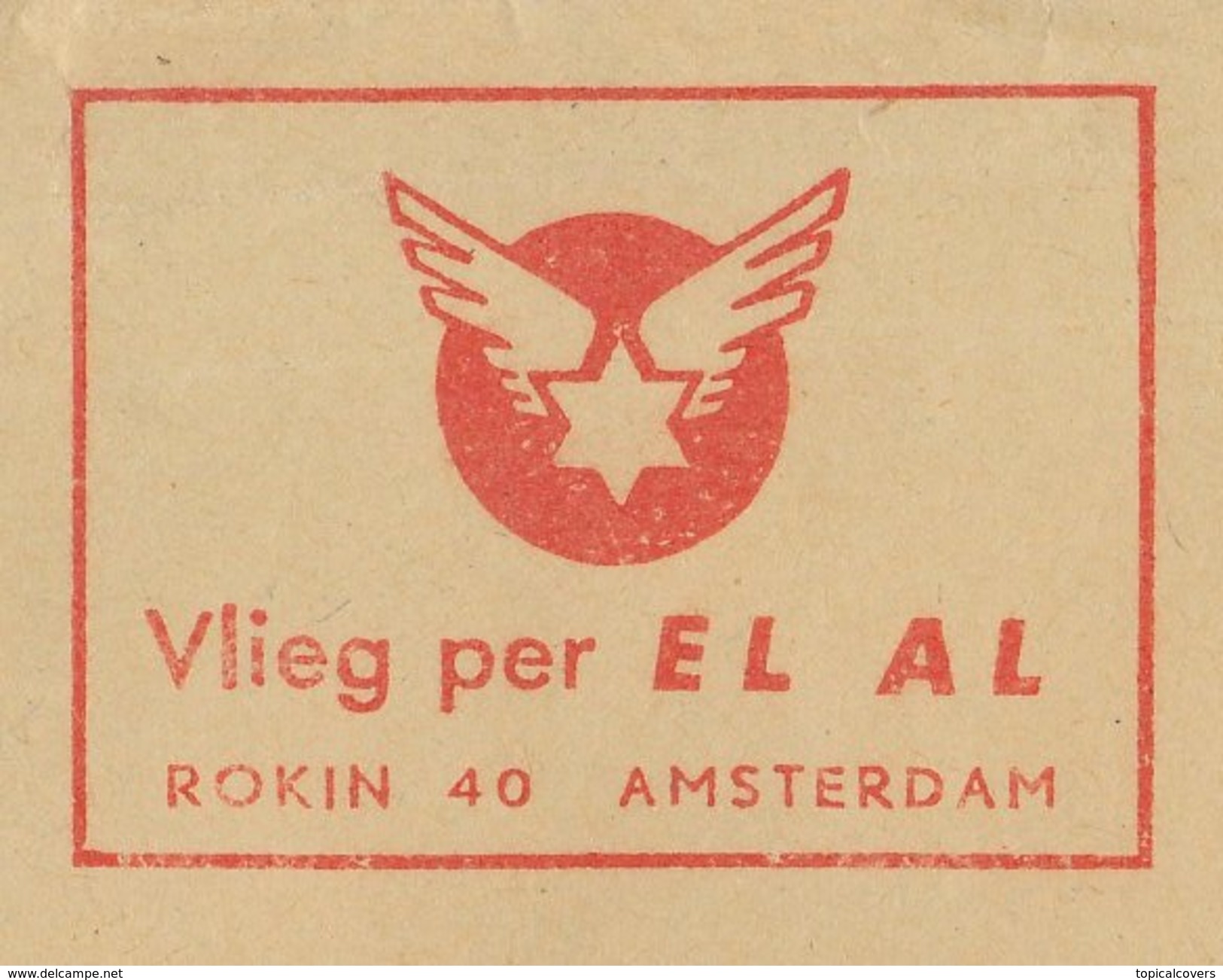 Meter Cover Netherlands 1958 EL AL - Israel Airlines - Aerei