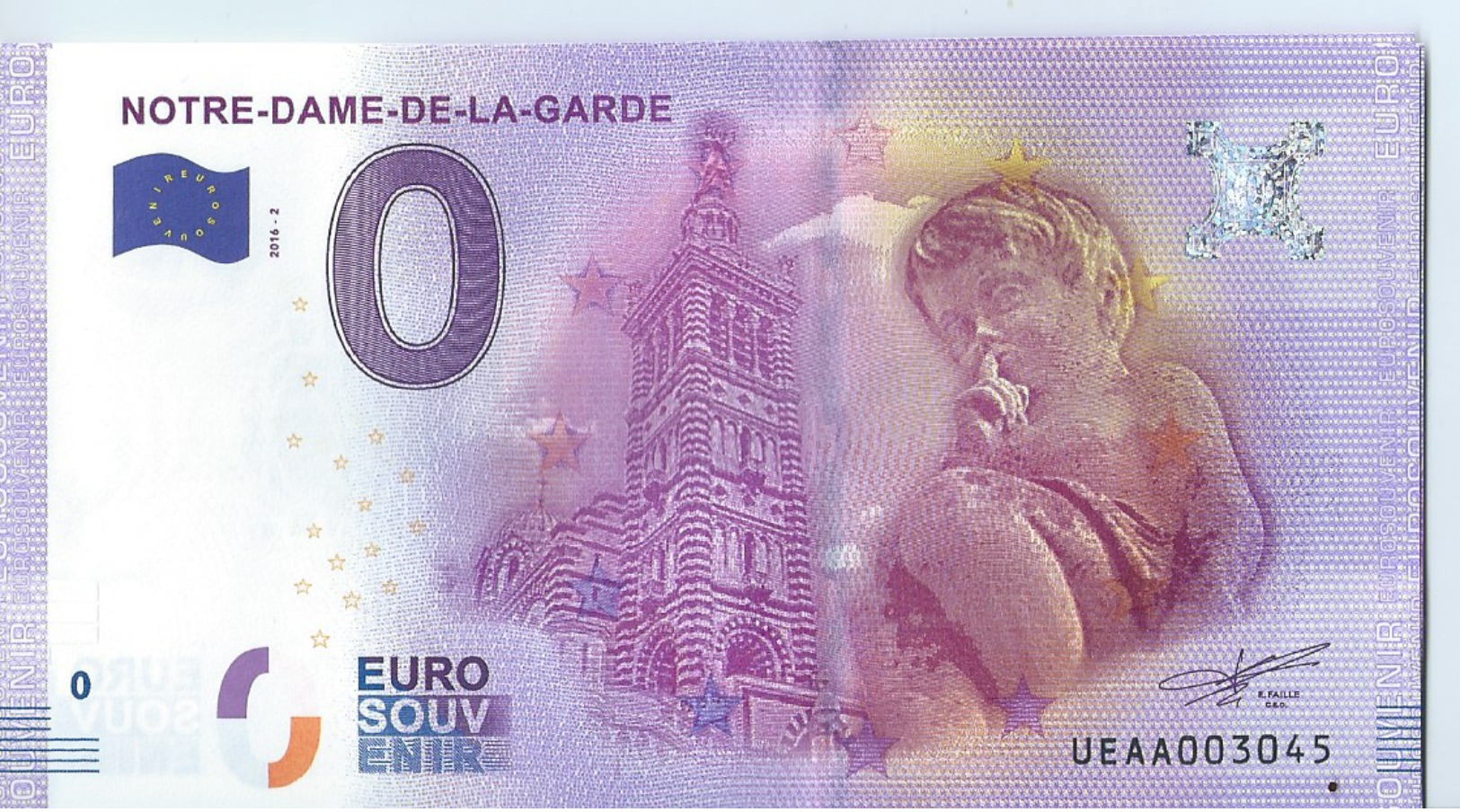 2016 BILLET TOURISTIQUE 0 Euro   Marseille Notre -dame -de- La -garde   Dpt 13    Port 1.20 - Private Proofs / Unofficial