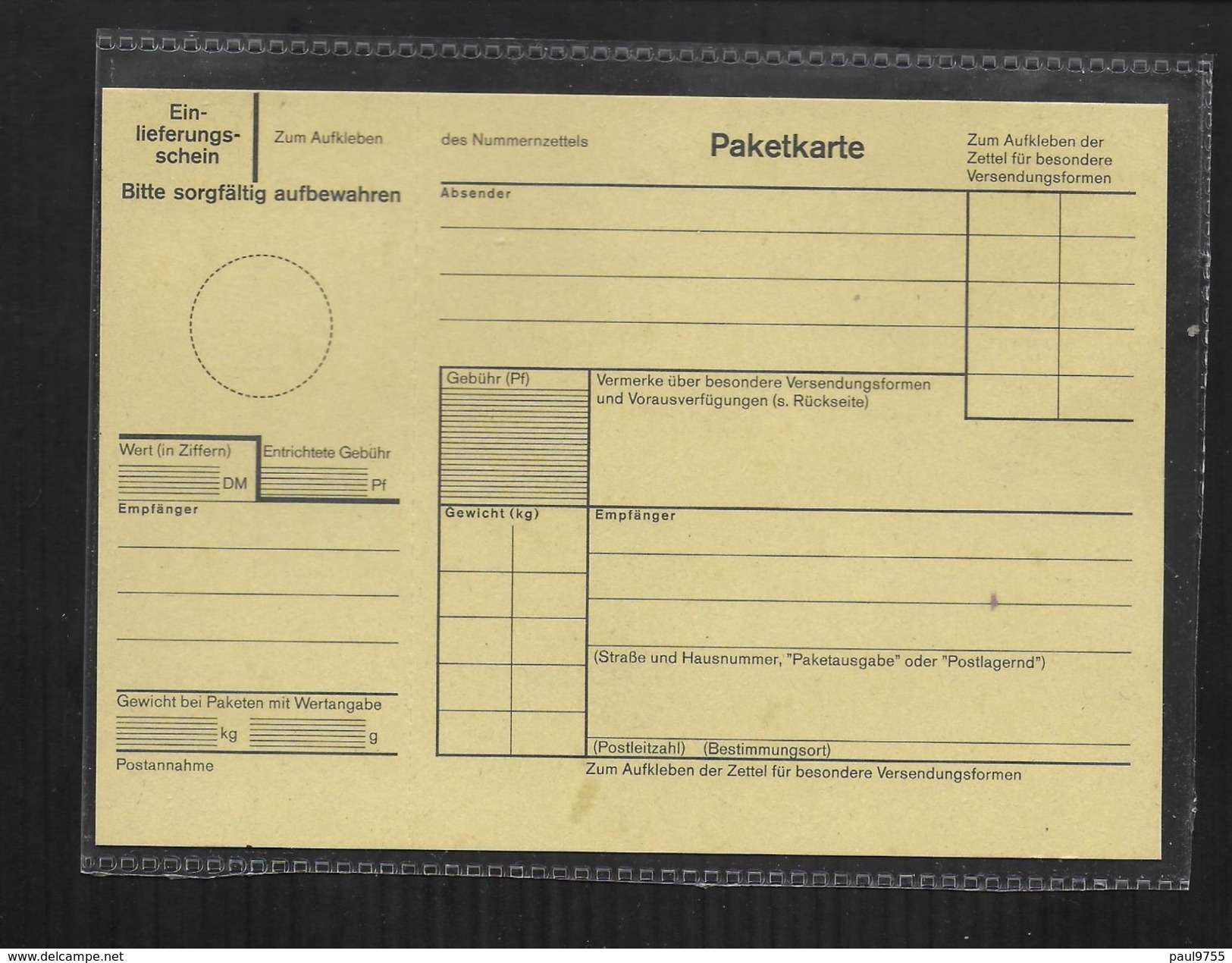 B.R.D. PAKETKARTE - 1950 - ...