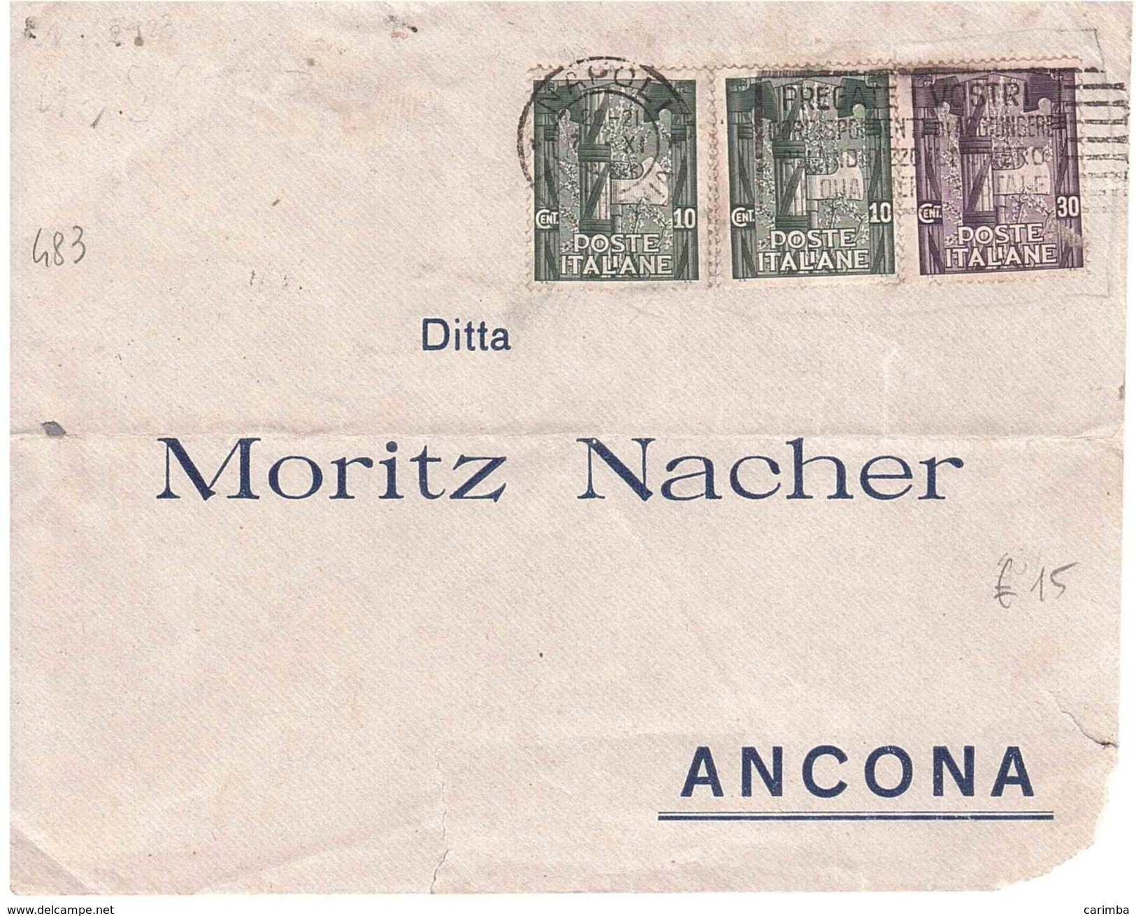 LETTERA DA NAPOLI A ANCONA - Storia Postale