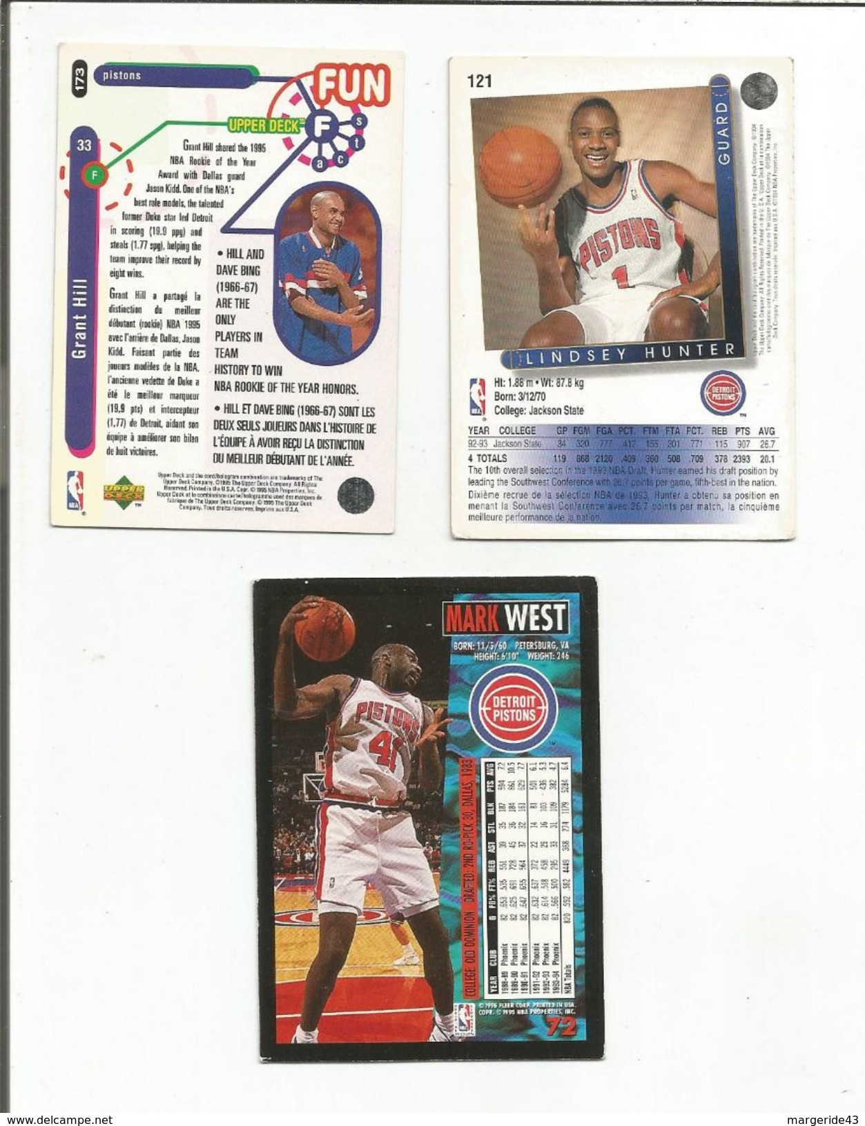 BASKETBALL NBA LOT DE CARTES DETROIT PISTONS - Lotti