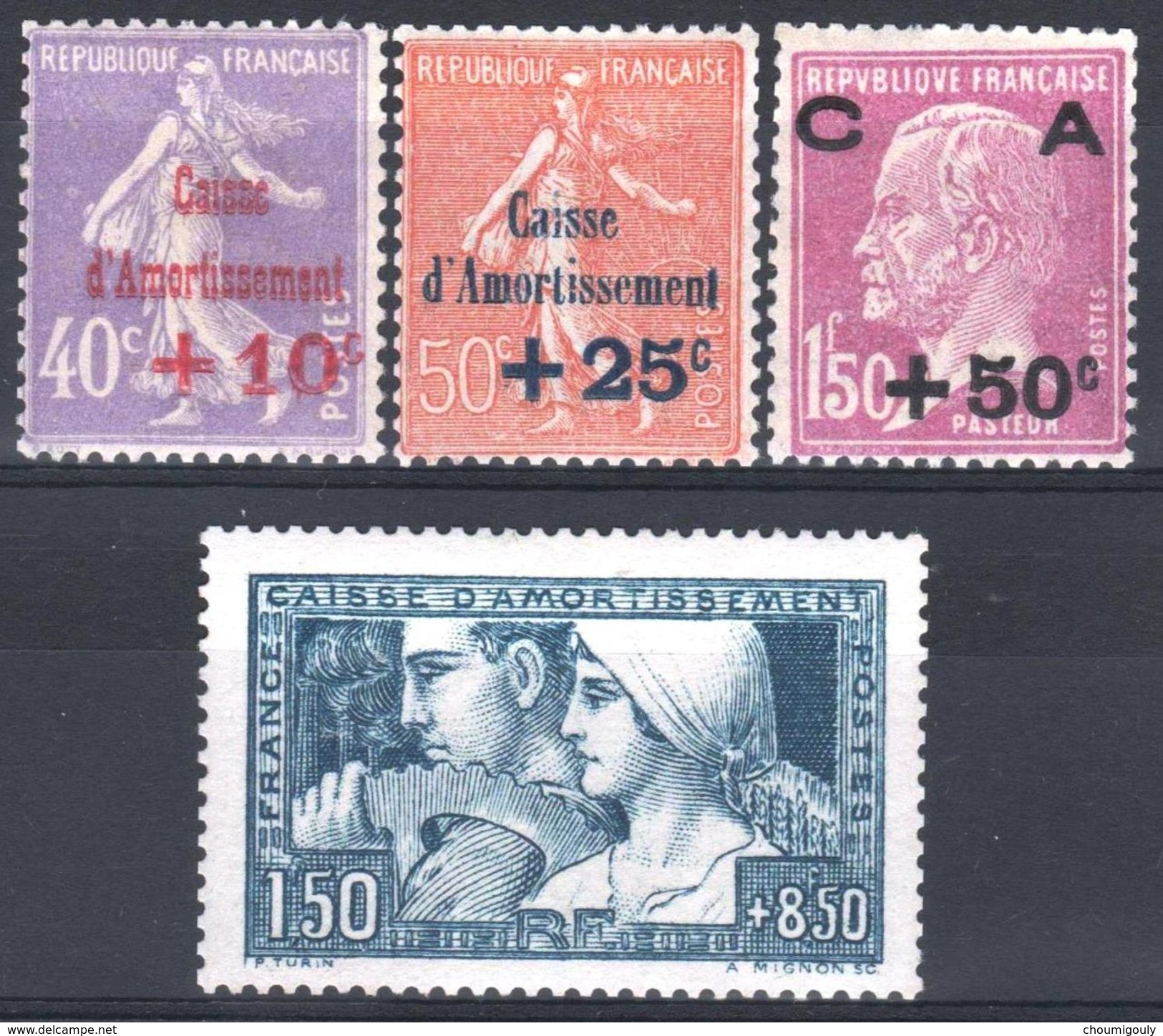 FRANCE ANNEE COMPLETE 1928 YVERT 249 / 252 , 4 TIMBRES NEUFS Xx LUXE - ....-1939