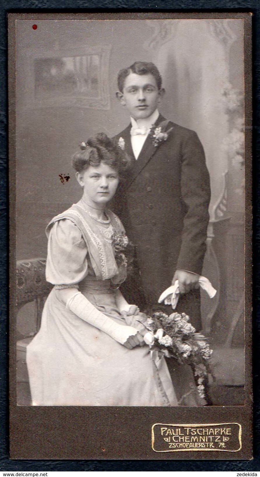 A7990 - Altes Foto CDV Kabinettfoto - Frau Im Kleid Frisur - Paul Tschapke Chemnitz - Alte (vor 1900)