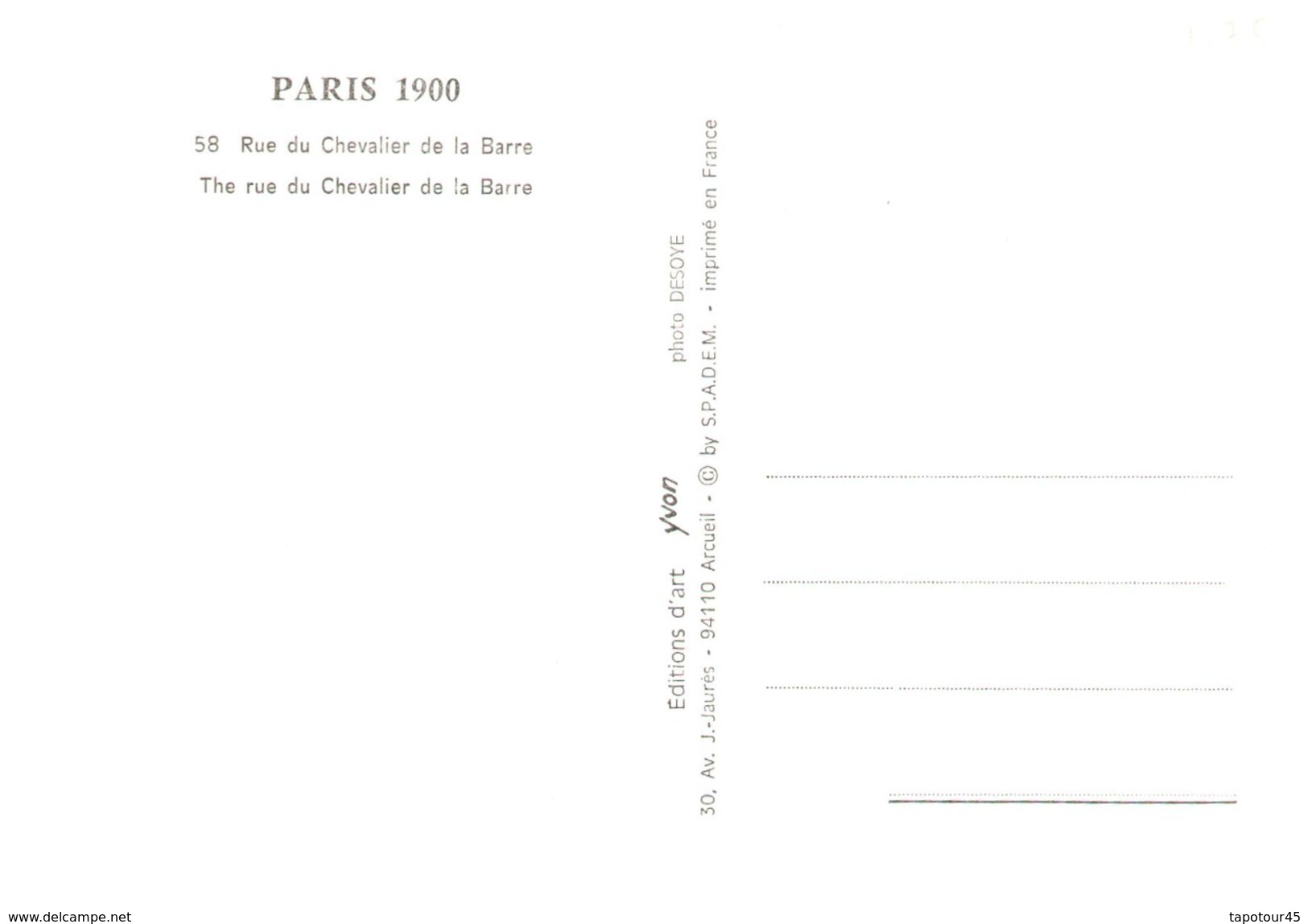75/"Paris 1900"  Rue Du Chevalier De La Barre  (Format 10 X 15 édition D 'Art Yvon Photos DESOYE) - Altri & Non Classificati