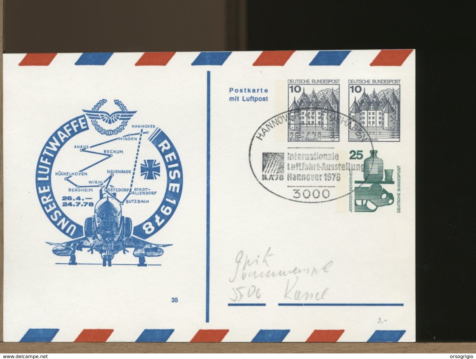 Ganzsachen - Umschläge - Ungebraucht- BPK - HANNOVER - LUFTWAFFE REISE 1978 - Privé Postkaarten - Ongebruikt