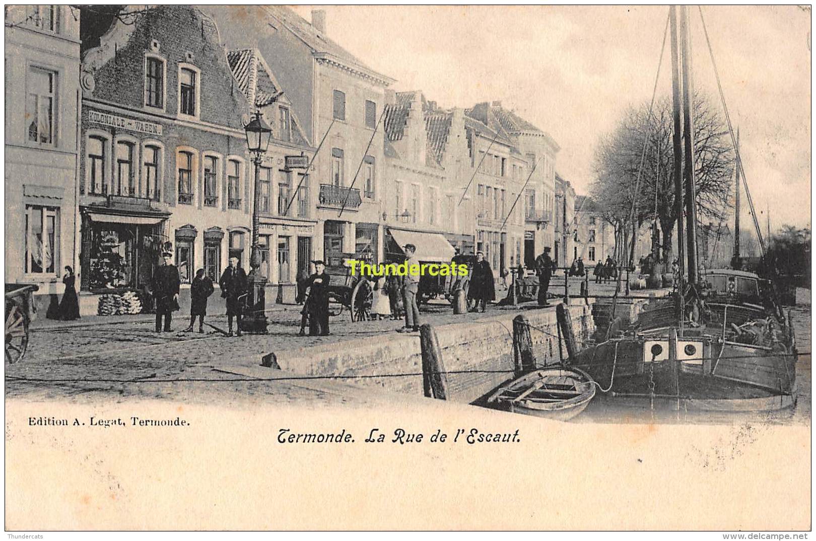 CPA DENDERMONDE TERMONDE LA RUE DE L'ESCAUT - Dendermonde