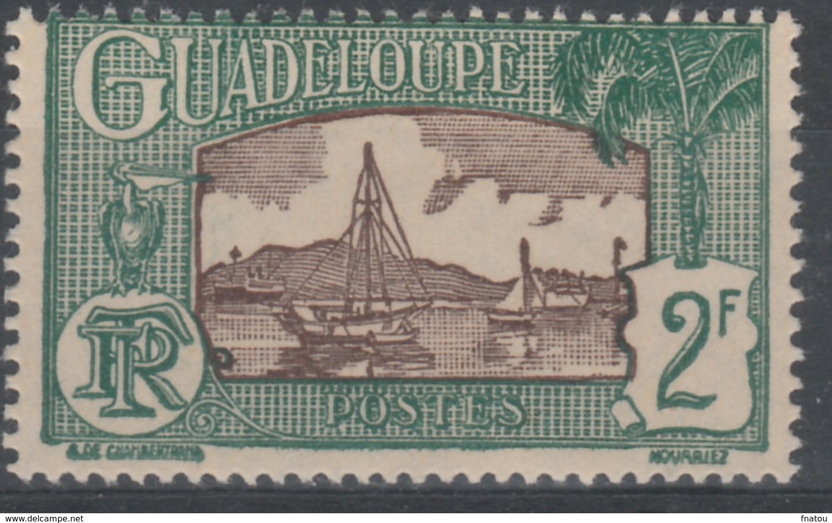 Guadeloupe, Pointe-à-Pitre Harbour, 2f., 1928, MH VF - Unused Stamps