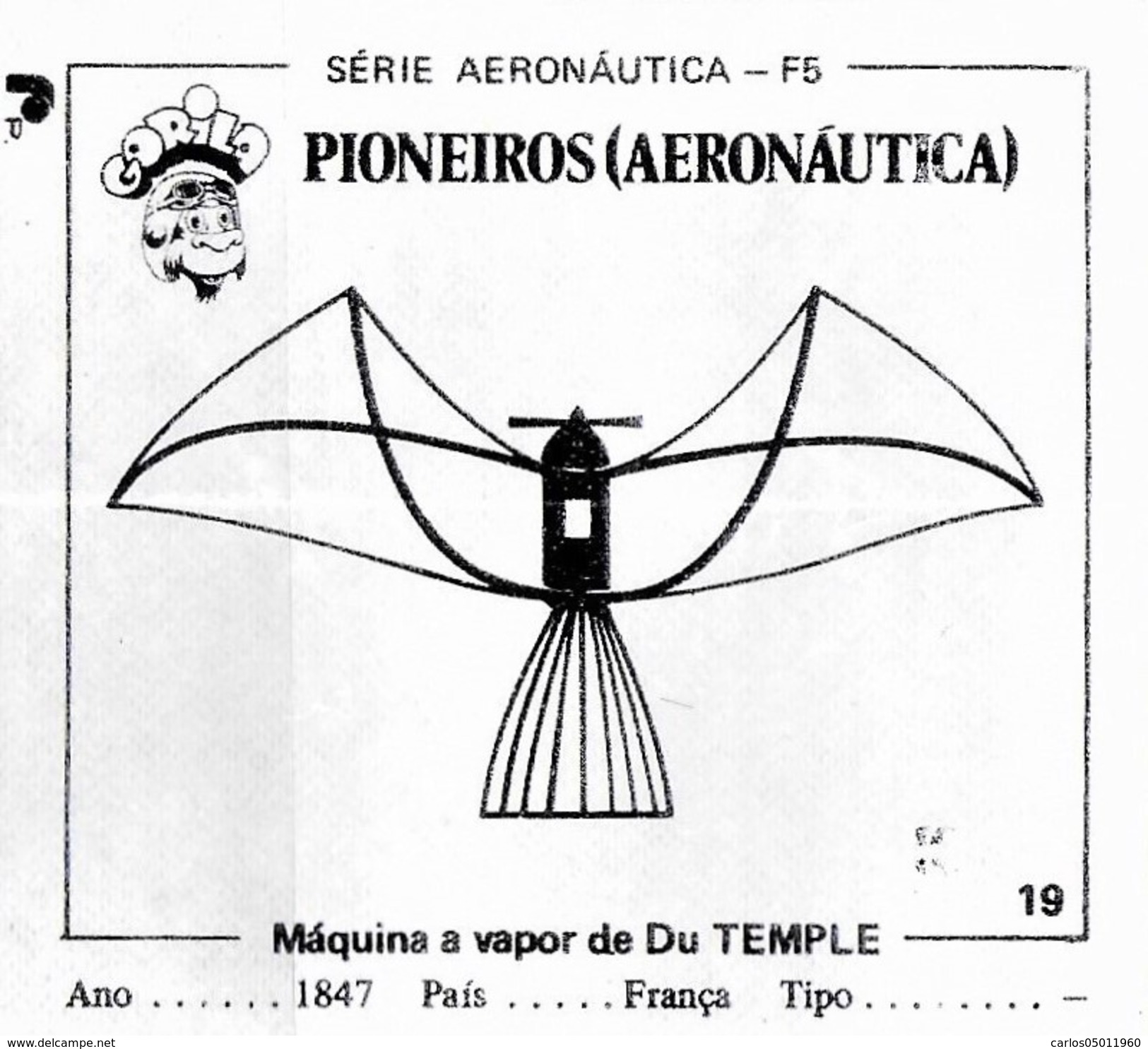 BUBBLE GUM / CHEWING GUM: GORILA - AERONAUTICAL SERIES / (1) PIONEERS - 019  DU TEMPLE' STEAM MACHINE - Autres & Non Classés