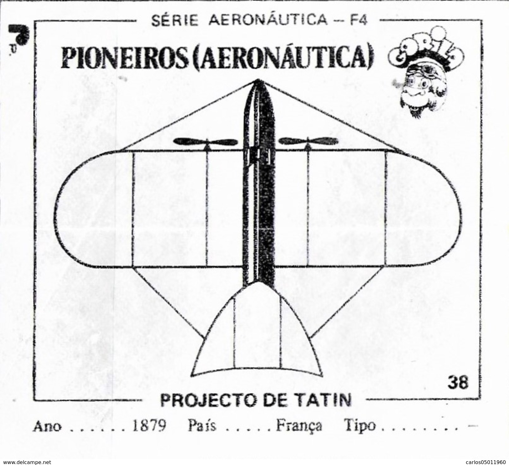 BUBBLE GUM / CHEWING GUM: GORILA - AERONAUTICAL SERIES / (1) PIONEERS - 038 TATIN'S PROJECT - Altri & Non Classificati