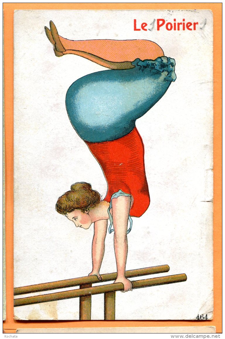 ALB473, Barres Parallèles , Humour, Comic, Femme , Le Poirier, 464, Circulée 1910 - Ginnastica