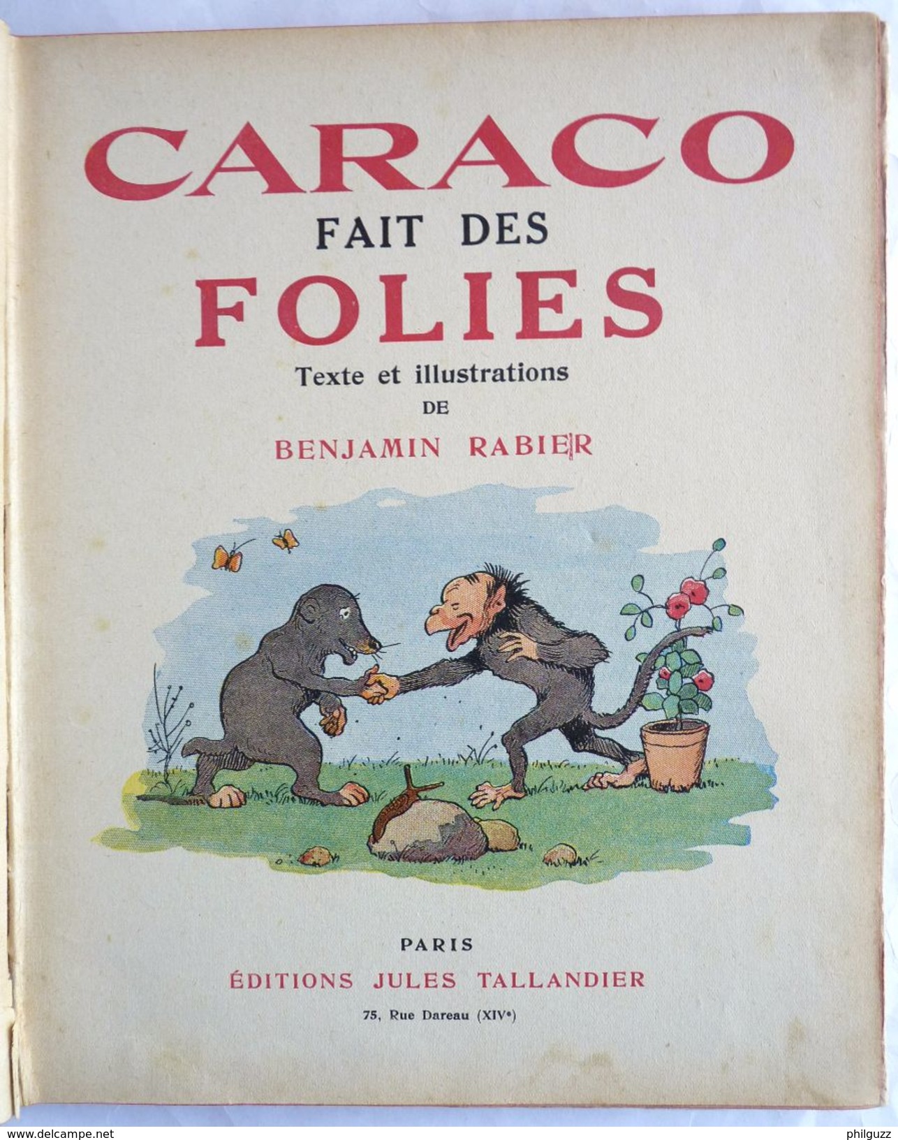 RARE LIVRE ALBUM BD CARACO FAIT DES FOLIES - BENJAMIN RABIER - éd Jules Tallandier - 1933 Bande Dessinée Enfantina - 1901-1940