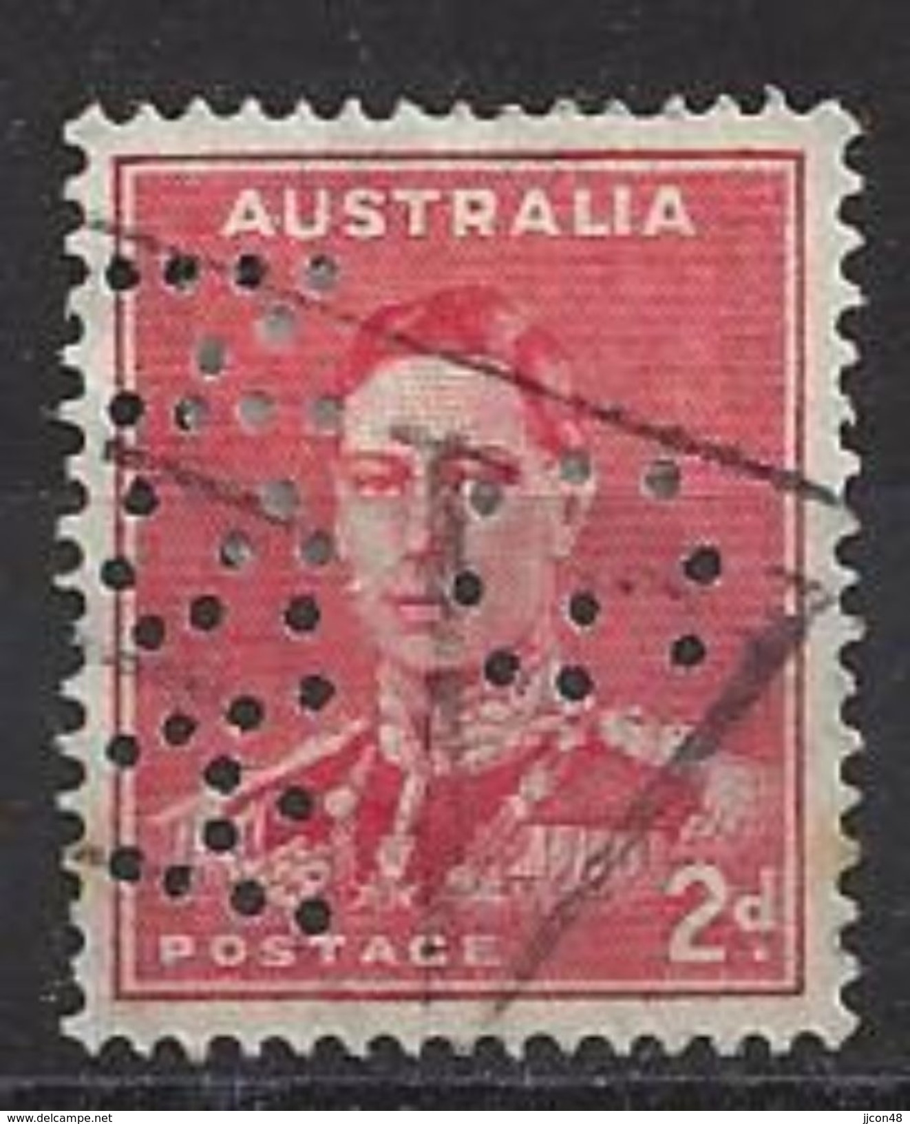 Australia 1937-41 2d (o) Perfin NSWG - Perforés