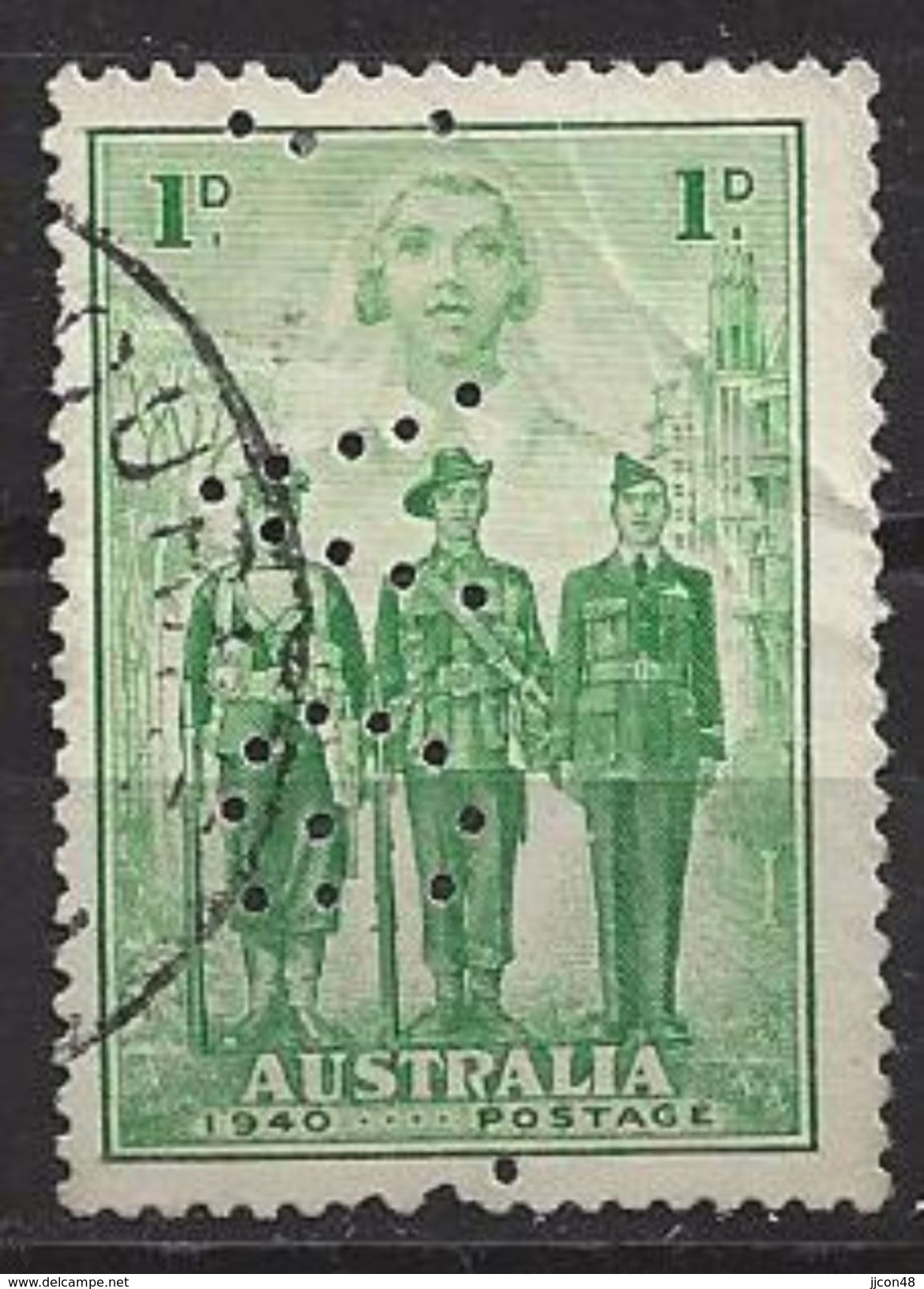 Australia 1940 1d (o) Perfin VG - Perforiert/Gezähnt