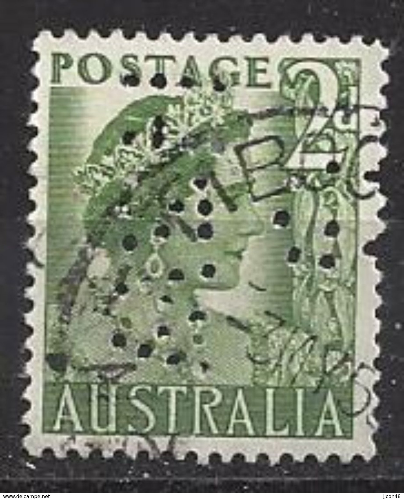 Australia 1950-57 2d (o) Perfin NSWG - Perforés