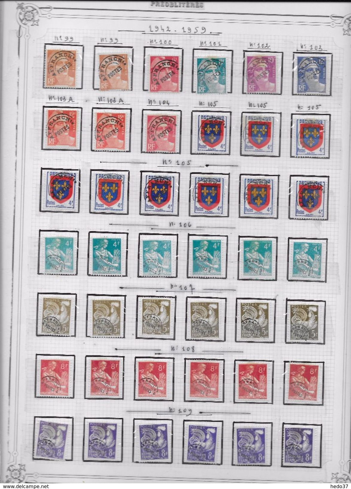 France Préoblitérés - Collection Vendue Page Par Page - Timbres Neufs */(*) B/TB - Altri & Non Classificati