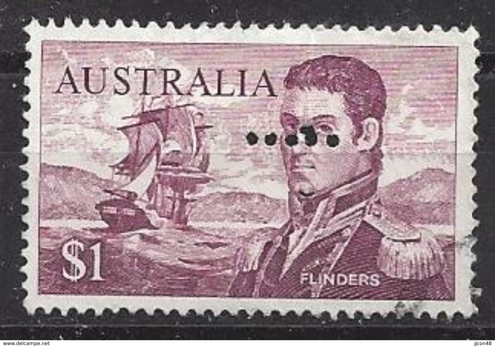 Australia 1966 $1 (o) Perfin  F ?? - Perfins