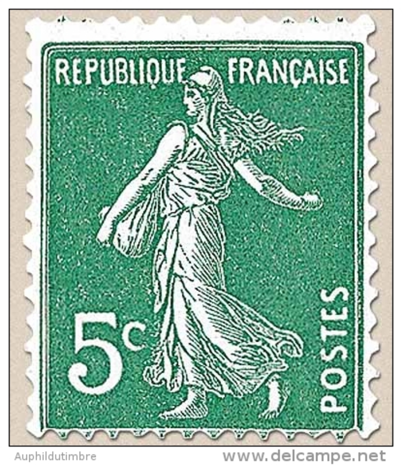 Type Semeuse Fond Plein Sans Sol, Grasses. 5c. Vert Foncé (I) Y137 - Neufs