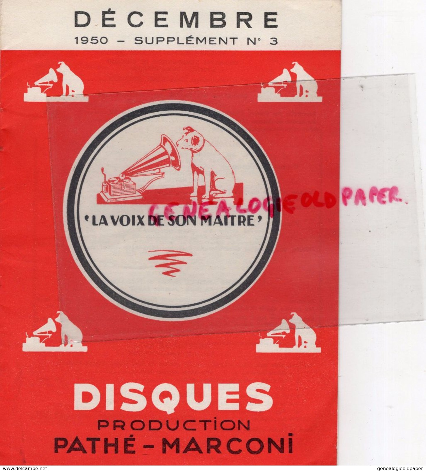 75- PARIS- CATALOGUE DISQUES PATHE MARCONI-DECEMBRE 1950- IMPRIMERIE JOLY 15 RUE BOUCHARDON- RADIO TSF - Publicidad