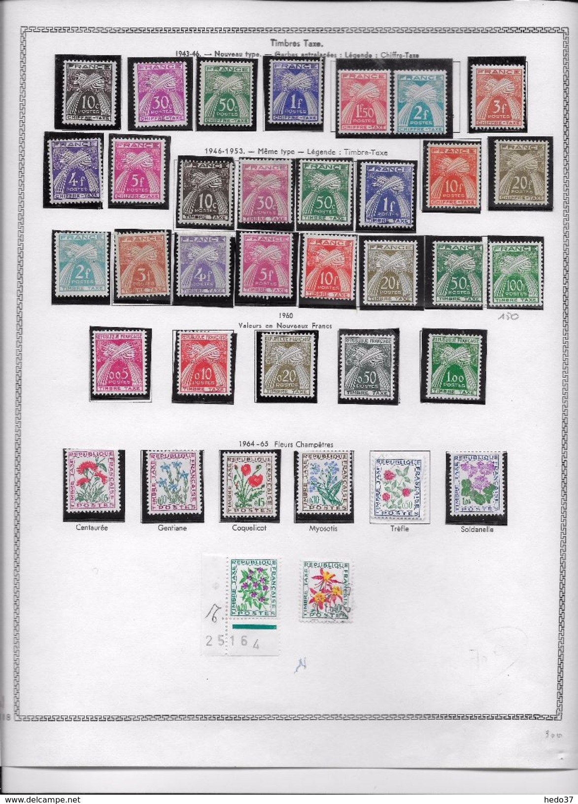 France Timbres Taxe - Collection Vendue Page Par Page - Timbres Neufs Oblitérés/ Neufs * - B/TB - Autres & Non Classés