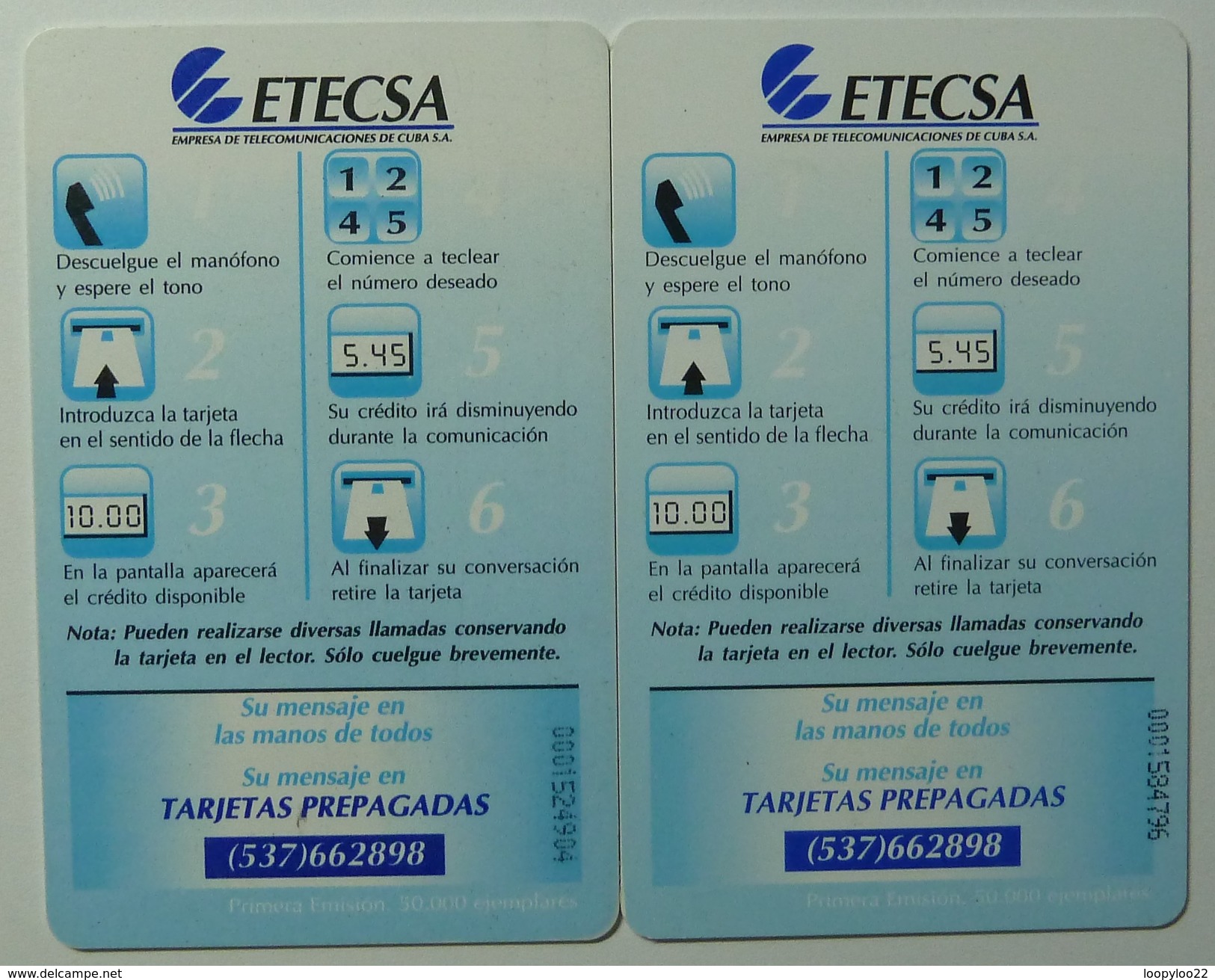 CUBA - 2 Chip Cards - Lo Dificil & Hotel Club Santa Lucia - Used - Cuba