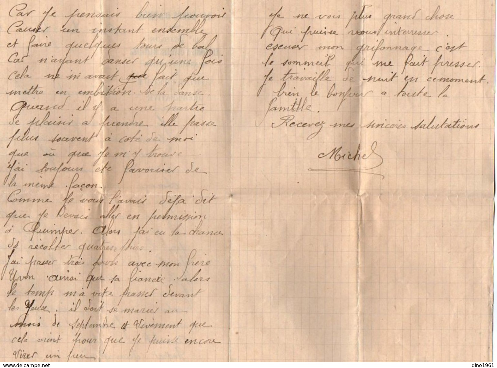 VP11.180 - MILITARIA - Lettre Du Soldat Michel GADET à La 11ème Section Des C.O.A Caserne Bedeau à NANTES - Documenti