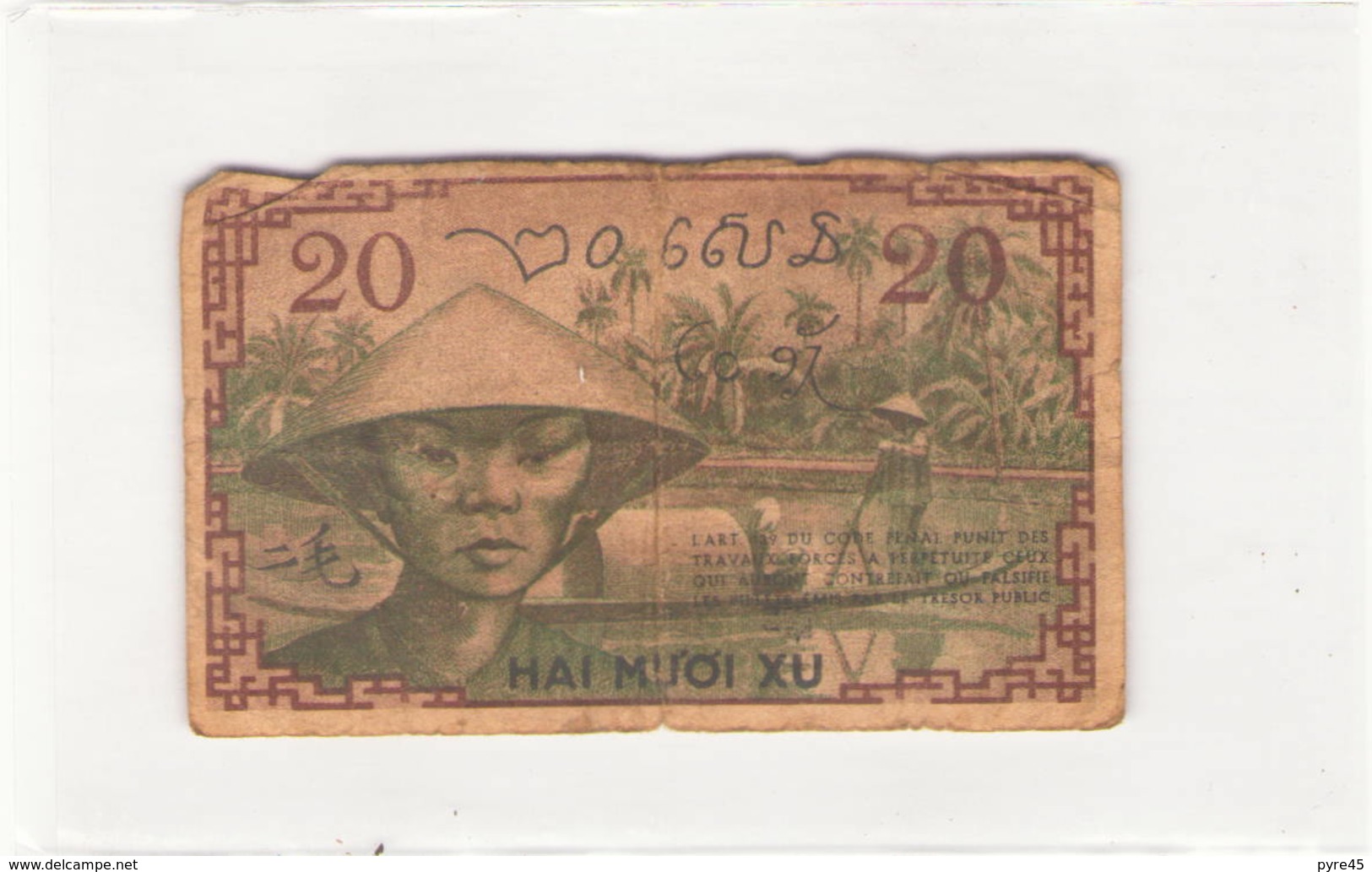 Billet Gouvernement Général De L'Indochine 20 Cents Vendu En L'état - Indochina