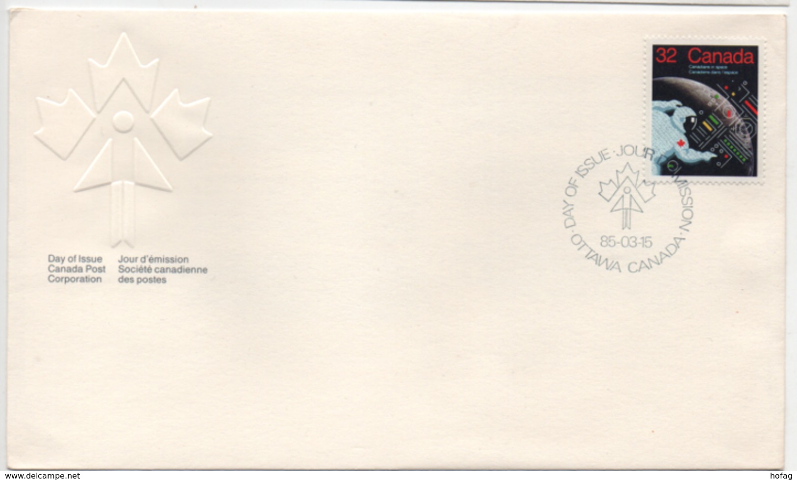 Kanada 1985 Ersttagsbrief FDC "Kanadier Im Weltall-Canadians In Space" MiNr 945 - 1981-1990