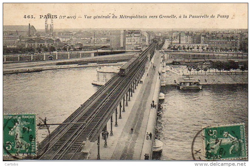 75 PARIS  Vue Générale Du Métropolitain Vers Grenelle , à La Passerelle De Passy - Stations, Underground