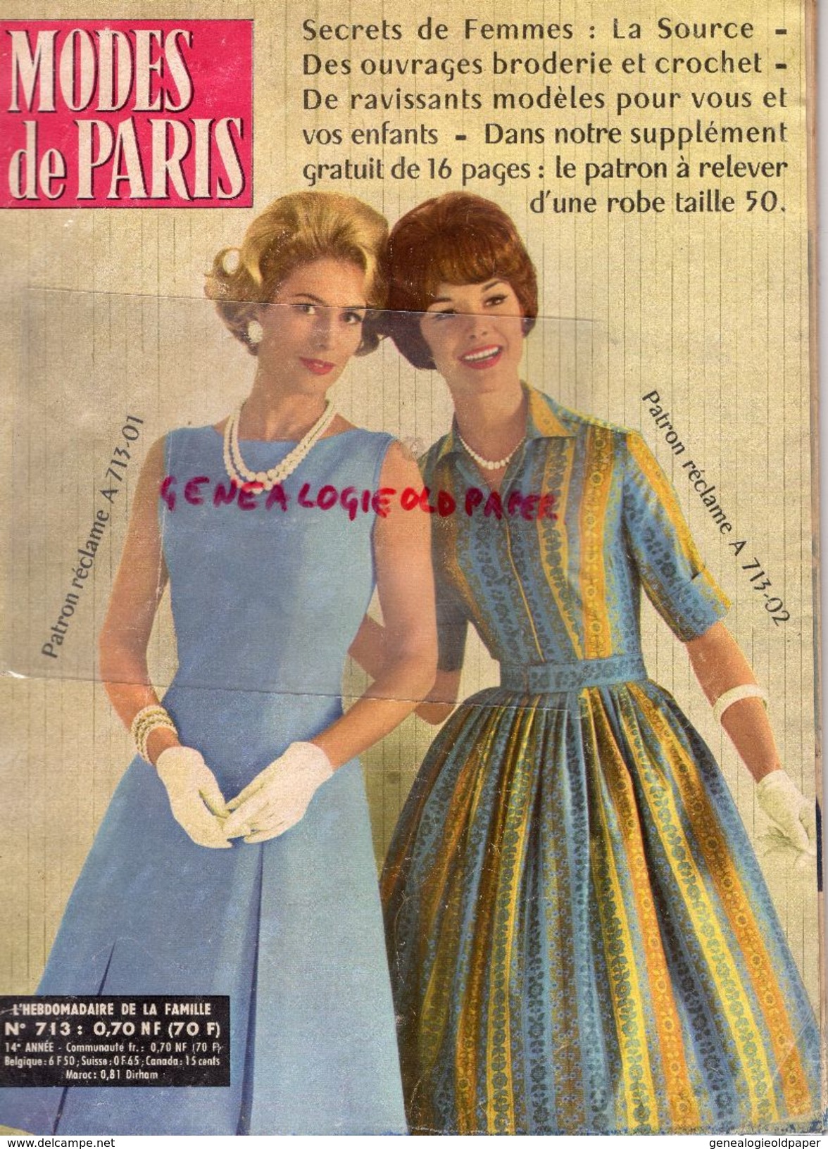 REVUE MODES DE PARIS 1962-N° 713- MODE FEMME -PUB BONUX LA LESSIVE AUX CADEAUX-MME ISOART A NICE- - Lifestyle & Mode