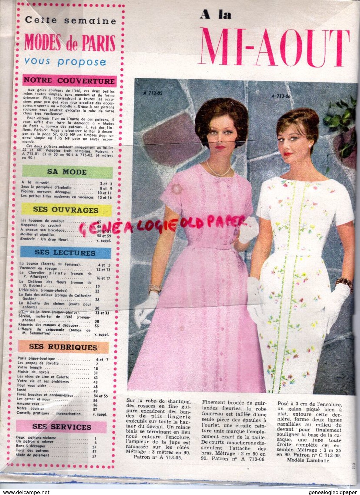 REVUE MODES DE PARIS 1962-N° 713- MODE FEMME -PUB BONUX LA LESSIVE AUX CADEAUX-MME ISOART A NICE- - Fashion