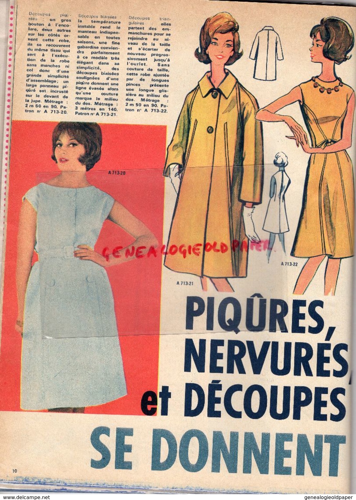 REVUE MODES DE PARIS 1962-N° 713- MODE FEMME -PUB BONUX LA LESSIVE AUX CADEAUX-MME ISOART A NICE- - Moda